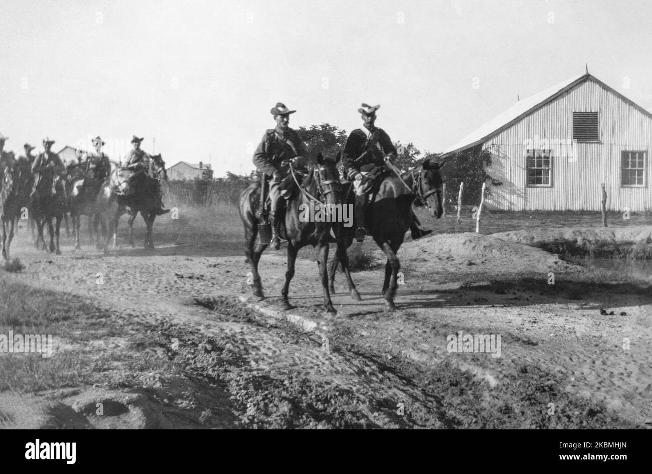 Australian Soldiers on horseback during The Boer War. Stock Photo