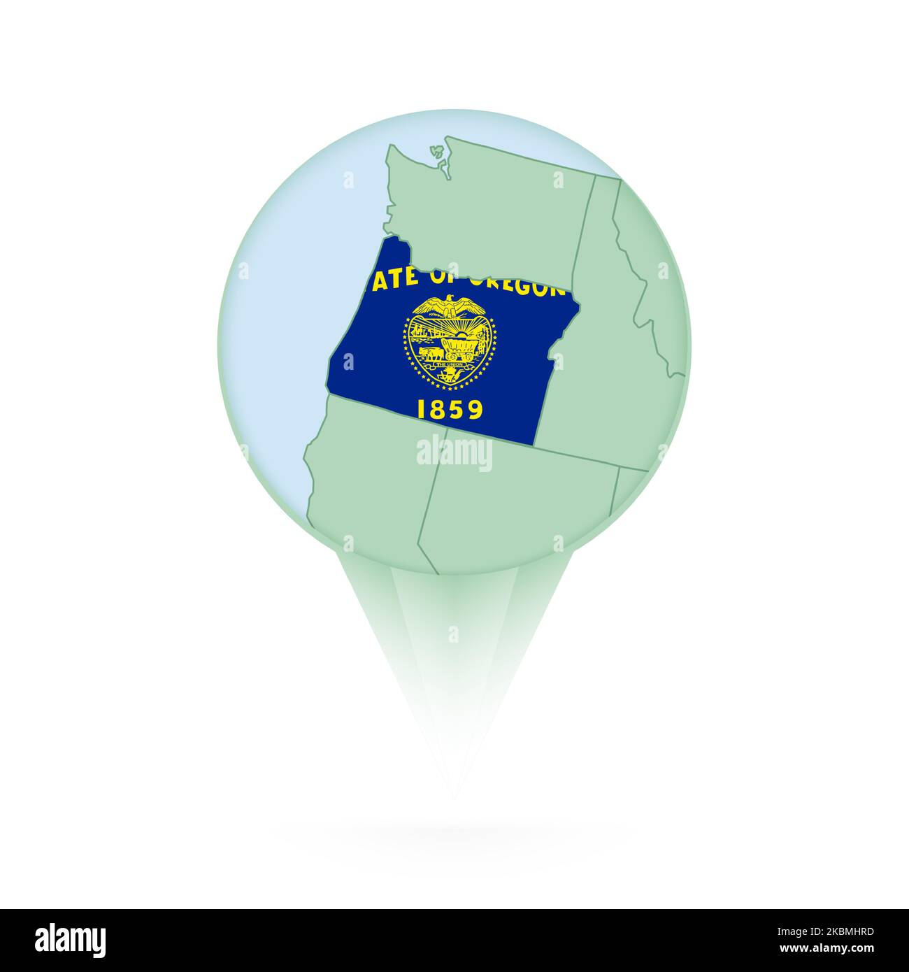 Oregon map stylish location icon - Oregon Map Stylish Location Icon With Oregon Map And Flag Green Pin Icon 2KBMHRD 