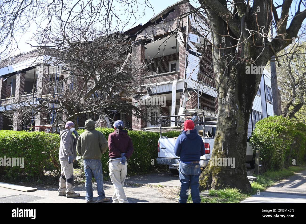 Emergency crews respond to a partial building collapse in the West