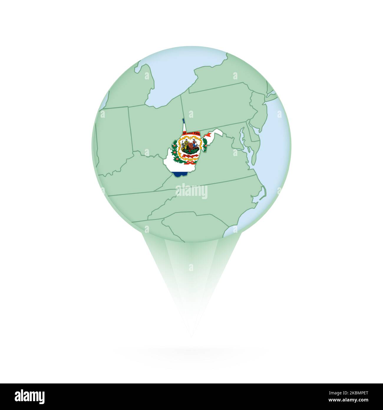 West Virginia map, stylish location icon with West Virginia map and