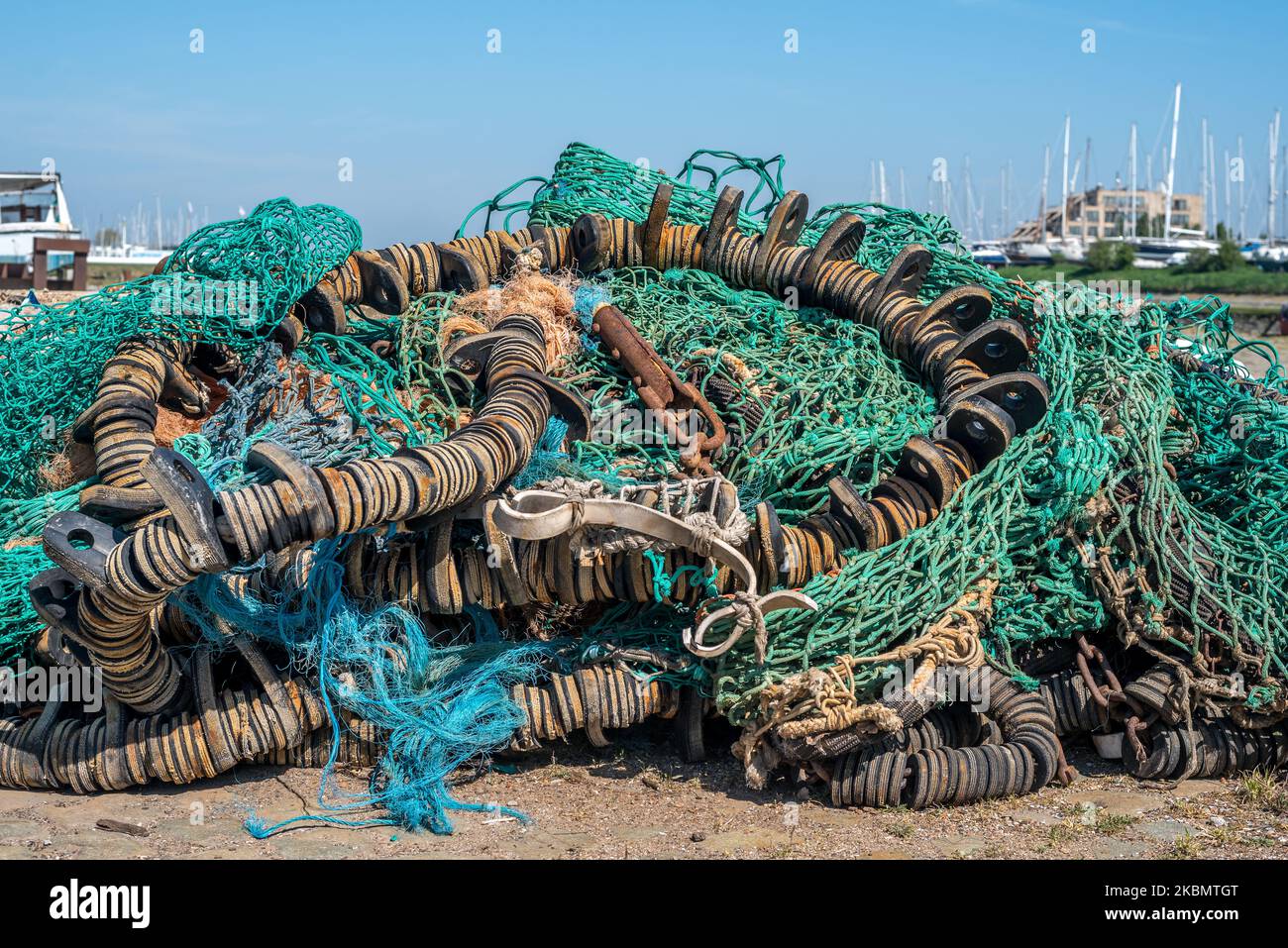 General view of abandoned fishing nets at the Nieuport (niewpoort) harbour along side the North Sea Belgian coast. As on 22 April 2020 the European Council adopts rules to help the European fishermen.New rules intended to mitigate the impact of the COVID-19 outbreak on the fishery and aquaculture sector. The new rules take the form of amendments to the regulation on the European maritime and fisheries fund (EMFF) and the regulation on the common market organisation (CMO). They are expected to enter into force by the end of the week. 23 April 2020 Jonathan Raa / Nurphoto (Photo by Jonathan Raa/ Stock Photo