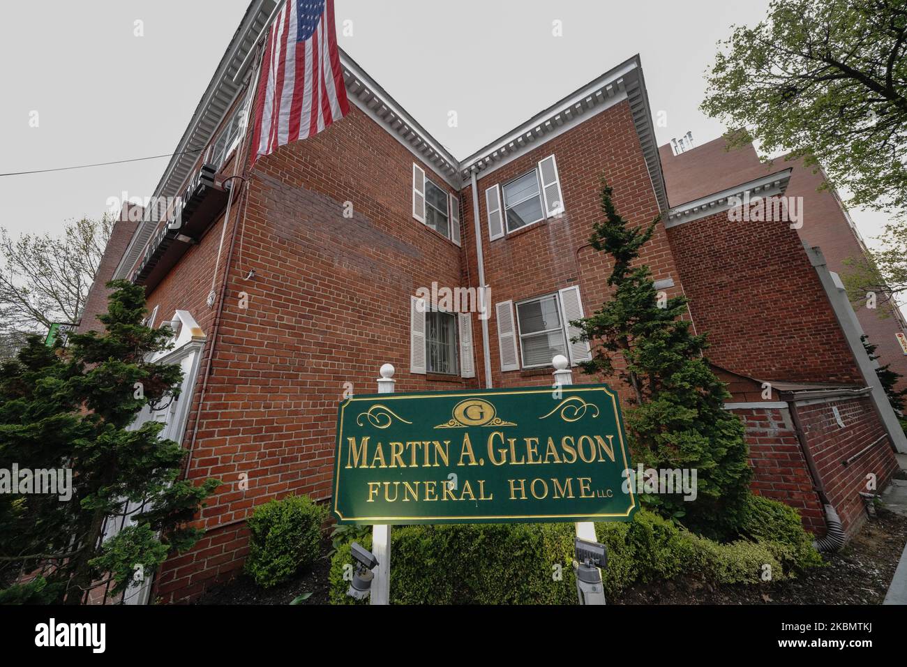 A view of a funeral home in Flushing, Queens, New York, USA during Coronavirus Pandemic on April