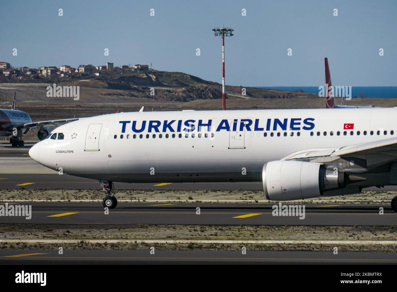 Turkish Airlines Airbus A330 widebody commercial aircraft as seen taxiing at Istanbul New