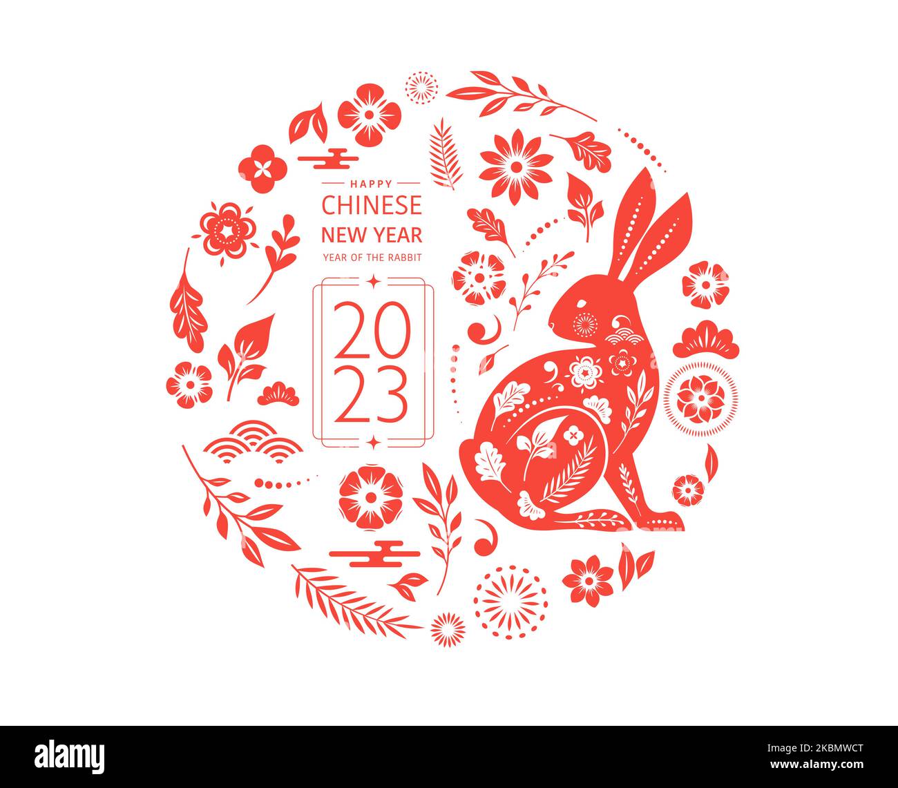 Chinese new year 2023 year of the rabbit - red traditional Chinese