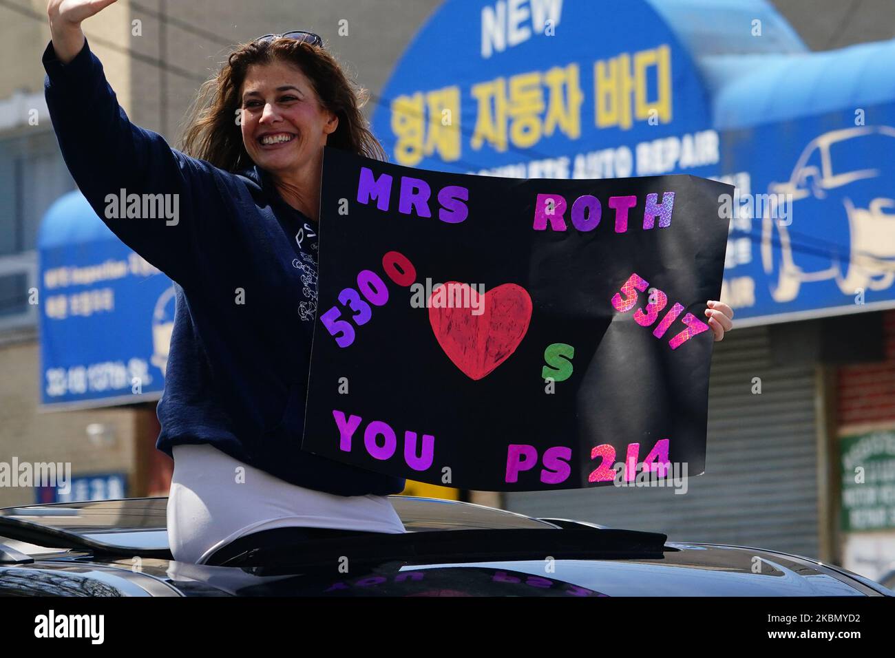 Students from PS 214 in flushing Queens New York USA show support for