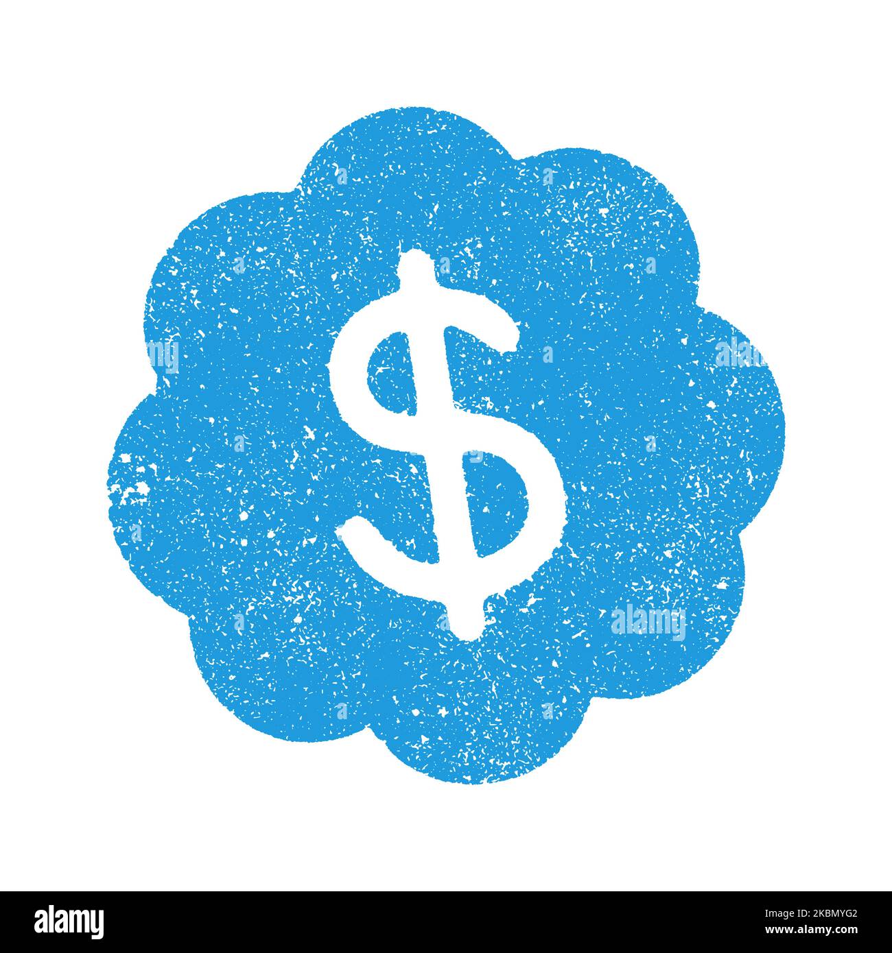 Vector illustration of the blue badge with dollar sign in ink stamp Stock Vector