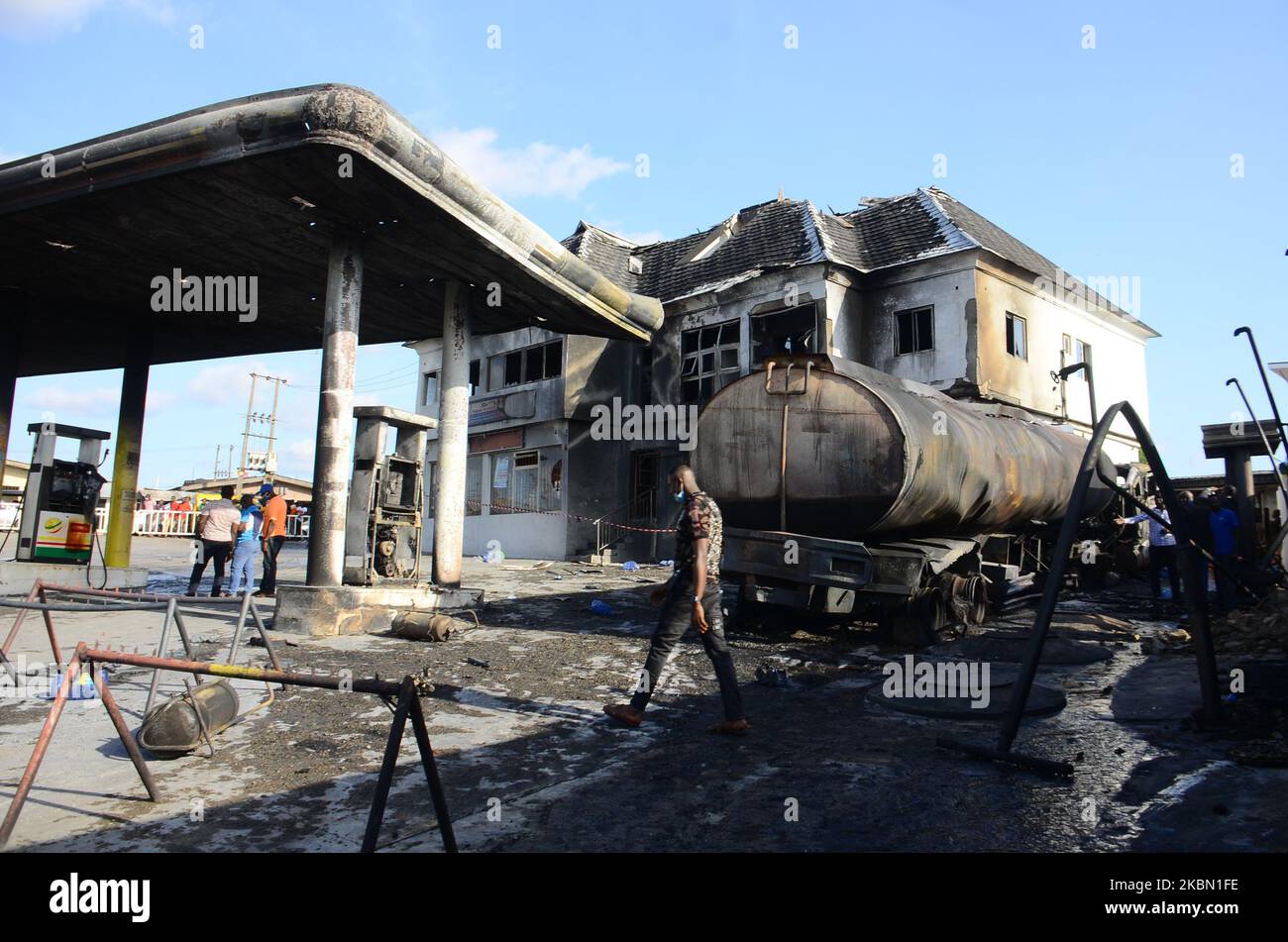 Scene Of The Fire Outbreak At The Nigerian National Petroleum Corporation NNPC Petrol Station 
