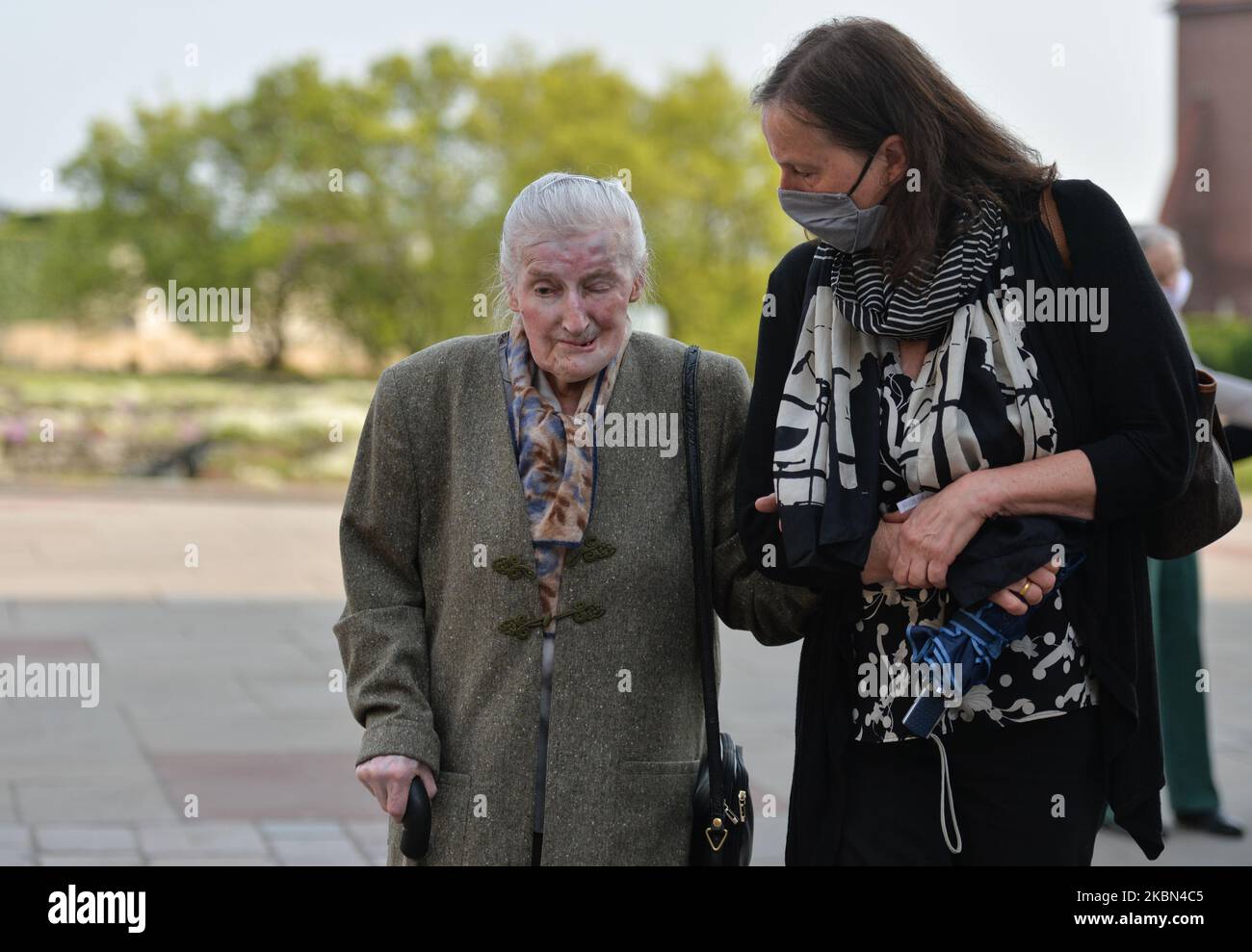 Wanda Poltawska (age 98), Ravensbruck Nazi concentration camp survivor, seen outside Wawel Cathedral ahead of a ceremony marking the 75th anniversary of the liberation of the former Nazi German concentration camps in Sachsenhausen, Dachau and Ravensbruck. The initiative to celebrate this mass came from the associations of the last prisoners and their families (Ne Cedat Academia and the Ravensbruck Family) after the celebrations of the 75th anniversary of the liberation of the camps in Germany were canceled. On Thursday, April 30, 2020, Krakow, Poland. (Photo by Artur Widak/NurPhoto) Stock Photo