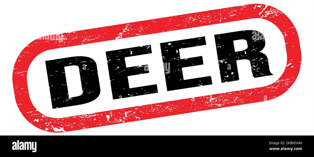 DEER, text on redblack rectangle stamp sign Stock Photo Alamy