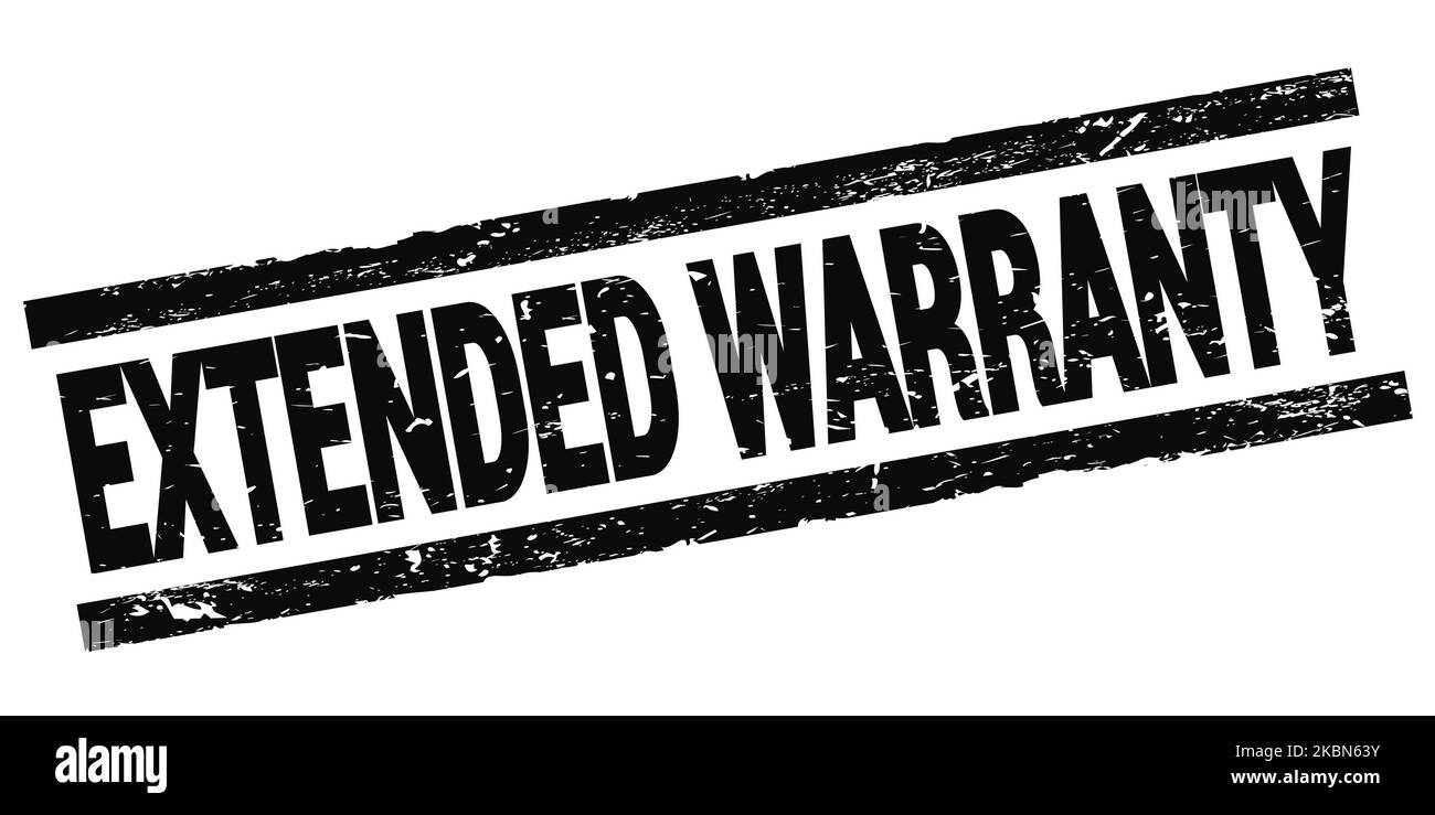 EXTENDED WARRANTY text written on black rectangle stamp sign Stock