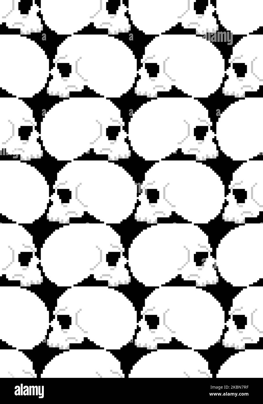 Skull pixel art pattern seamless. 8 bit cranium background. pixelated Vector texture Stock Vector
