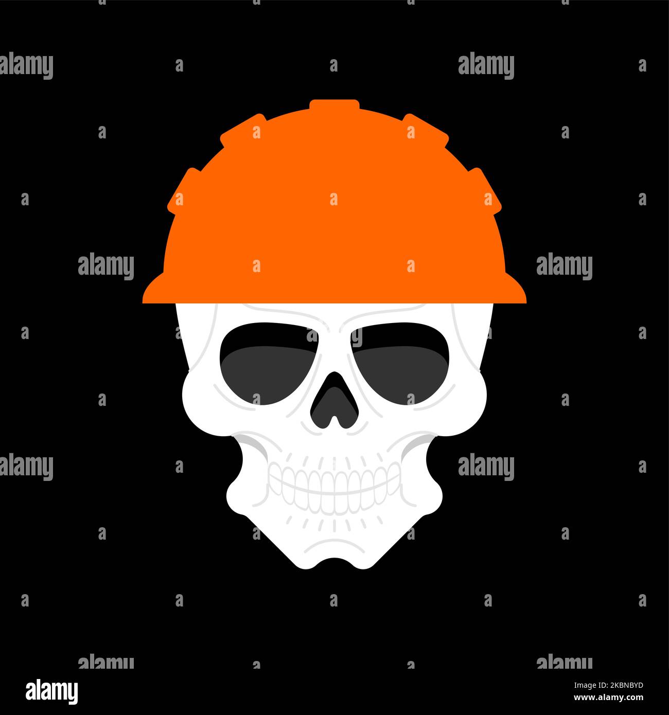 Skull in work helmet. Worker head skeleton. Stock Vector