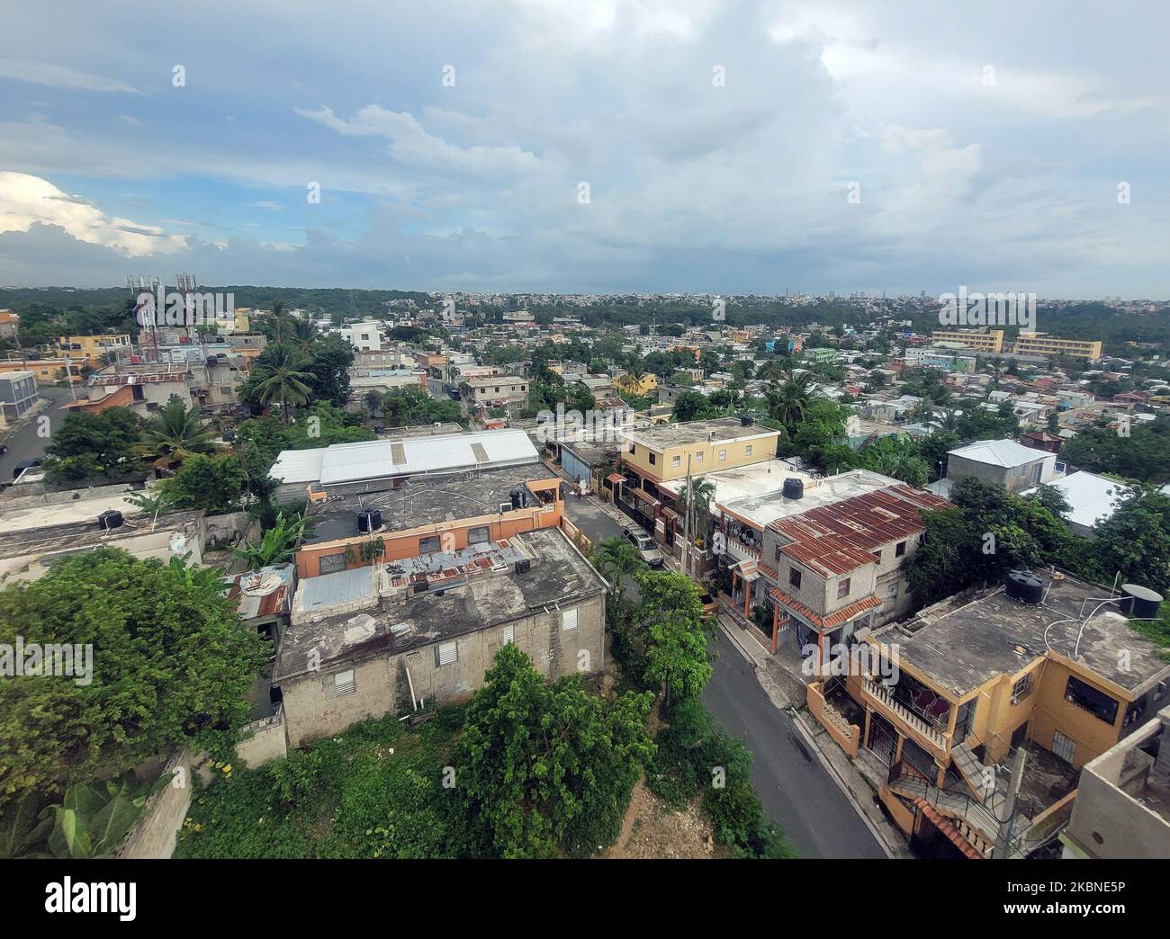 aerial of poor mans houses in santo domingo the capitol of the dominican republic Stock Photo