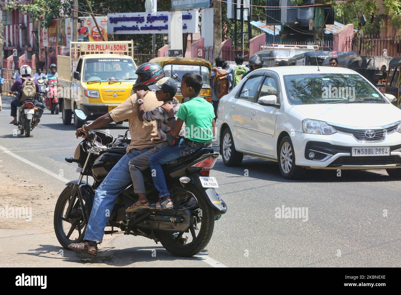 Heavy traffic in Nagercoil, Tamil Nadu, India. (Photo by Creative Touch Imaging Ltd./NurPhoto) Stock Photo