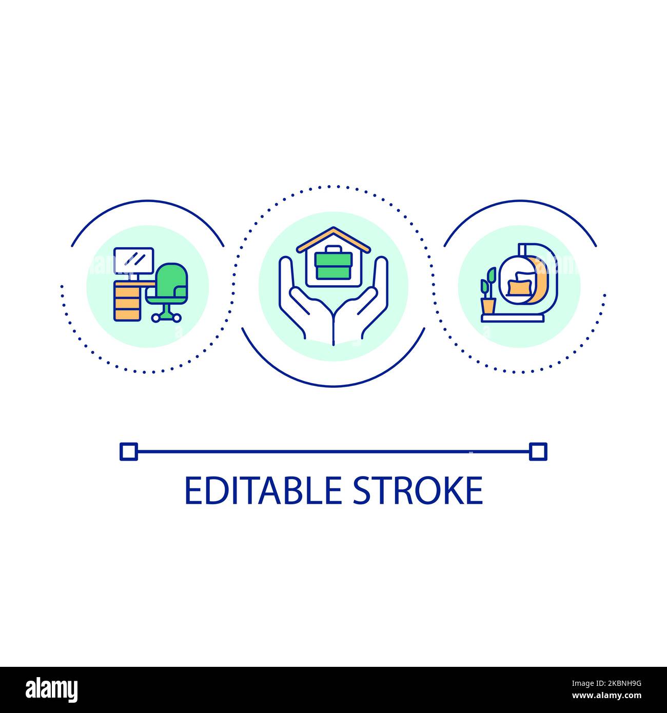 Comfortable home office loop concept icon Stock Vector
