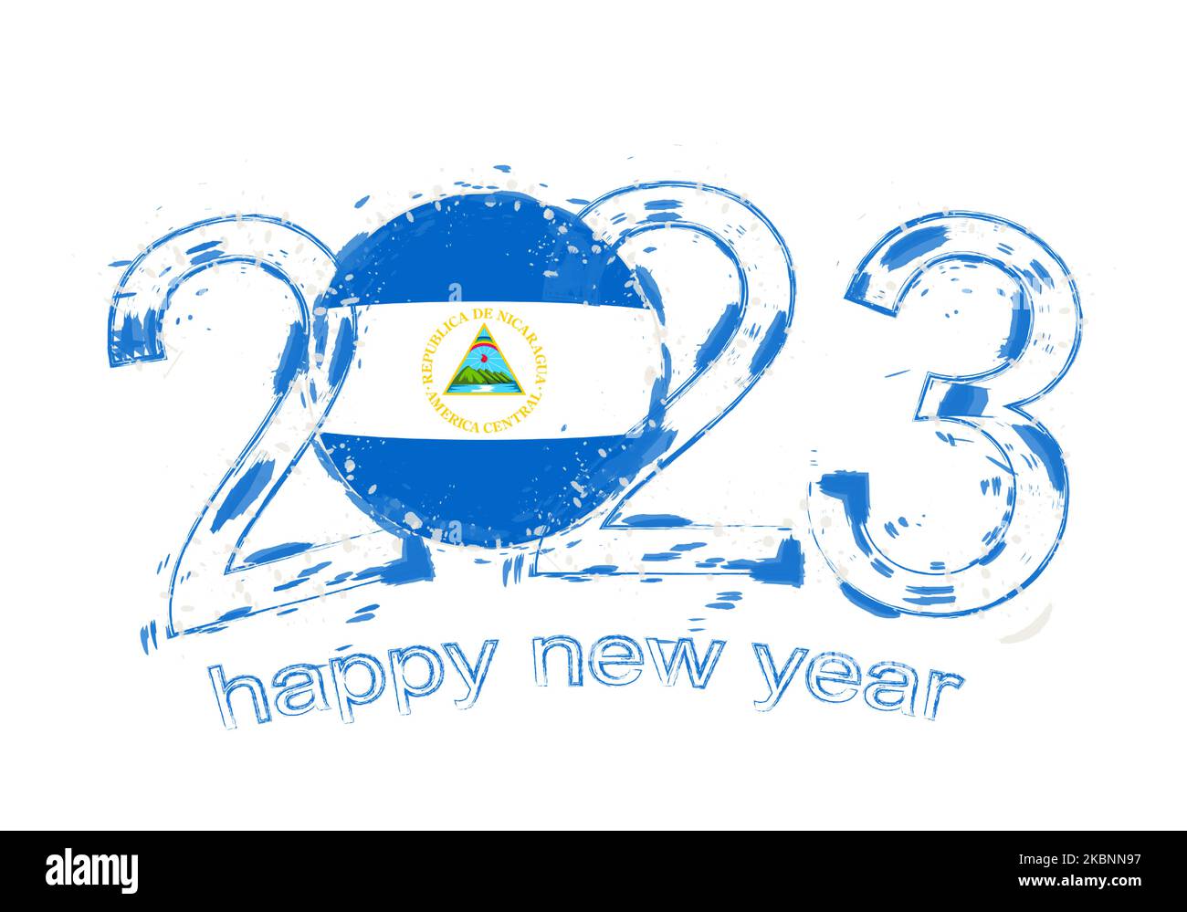 2023-year-in-grunge-style-with-flag-of-nicaragua-holiday-grunge-vector