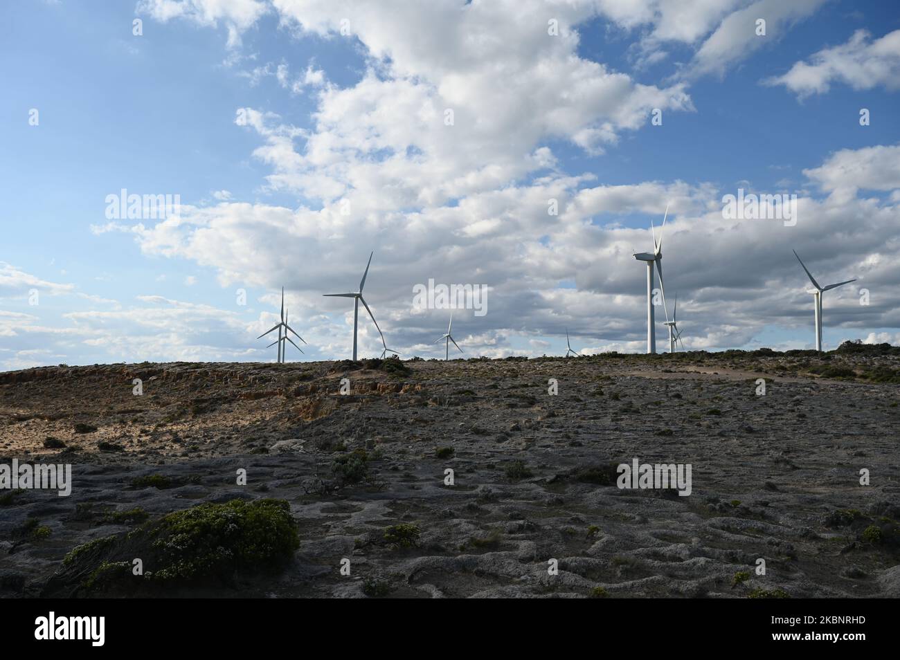 Wind generators turbines electricity at Cape Bridgewater, Australia Stock Photo