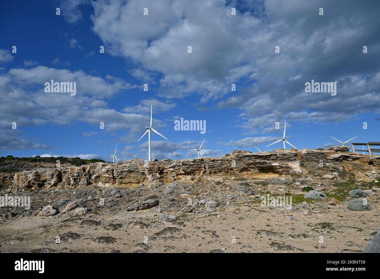 Wind generators turbines electricity at Cape Bridgewater, Australia Stock Photo