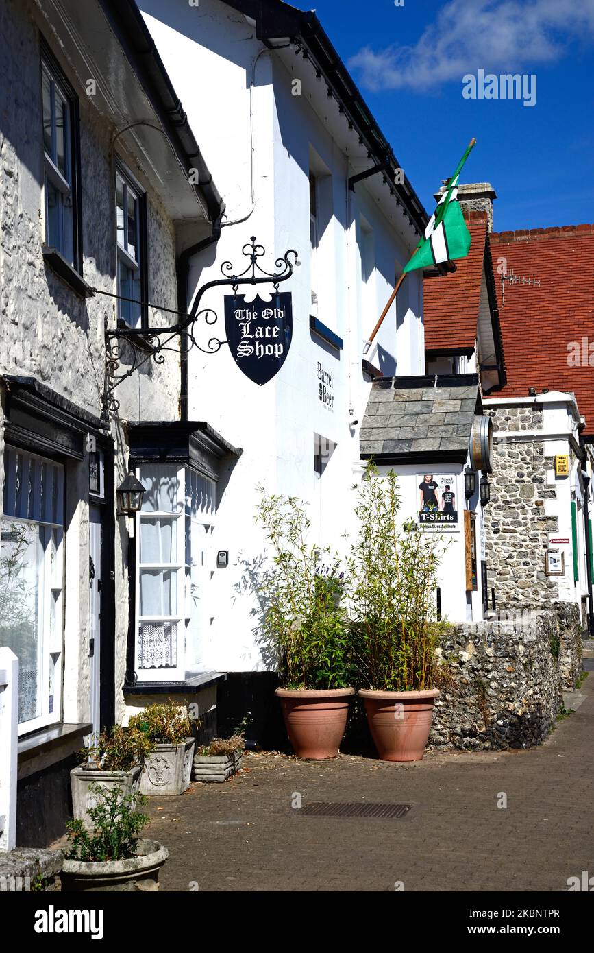 The Old Lace Shop along Fore Street in the town centre, Beer, Devon, UK