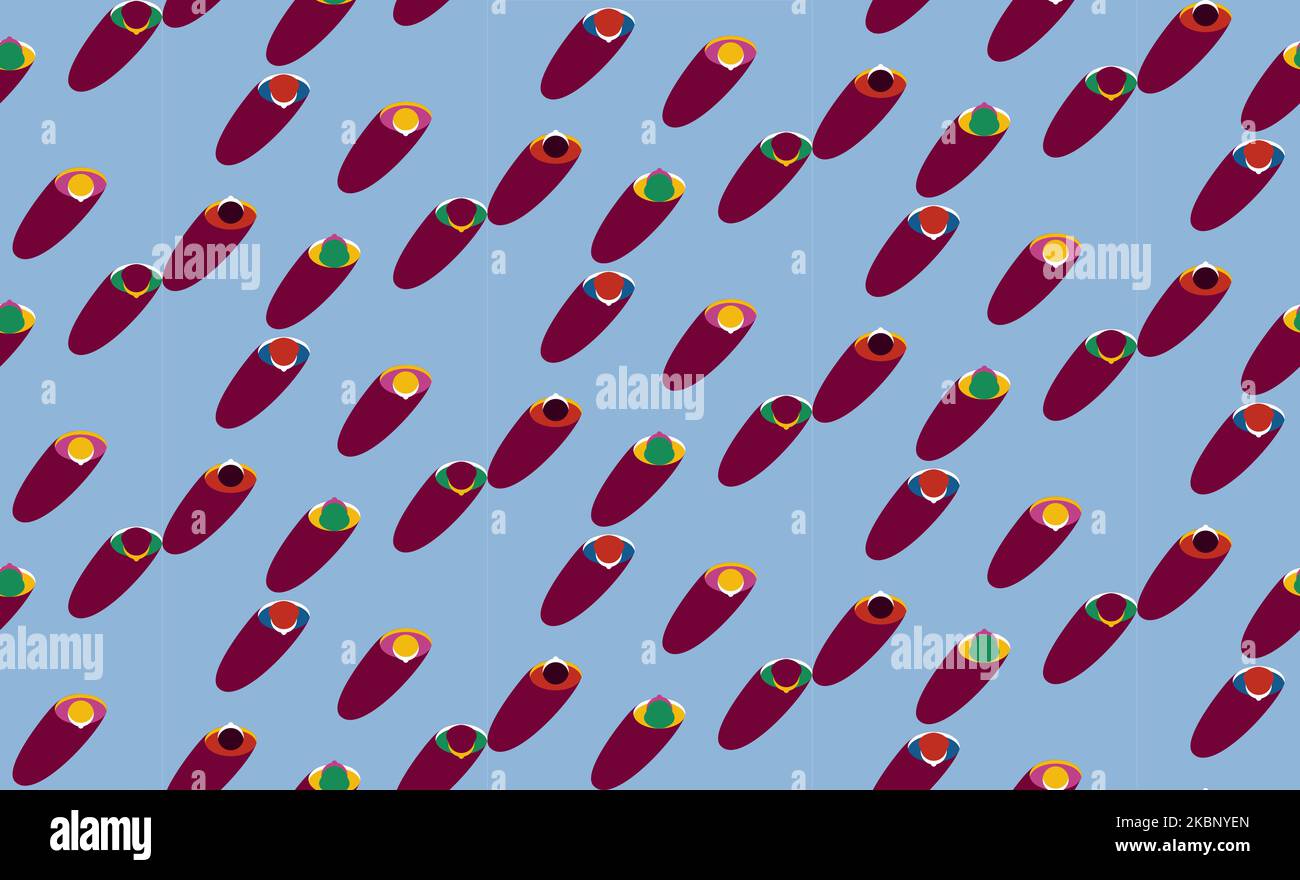 People in the street, top view, vector seamless pattern Stock Vector