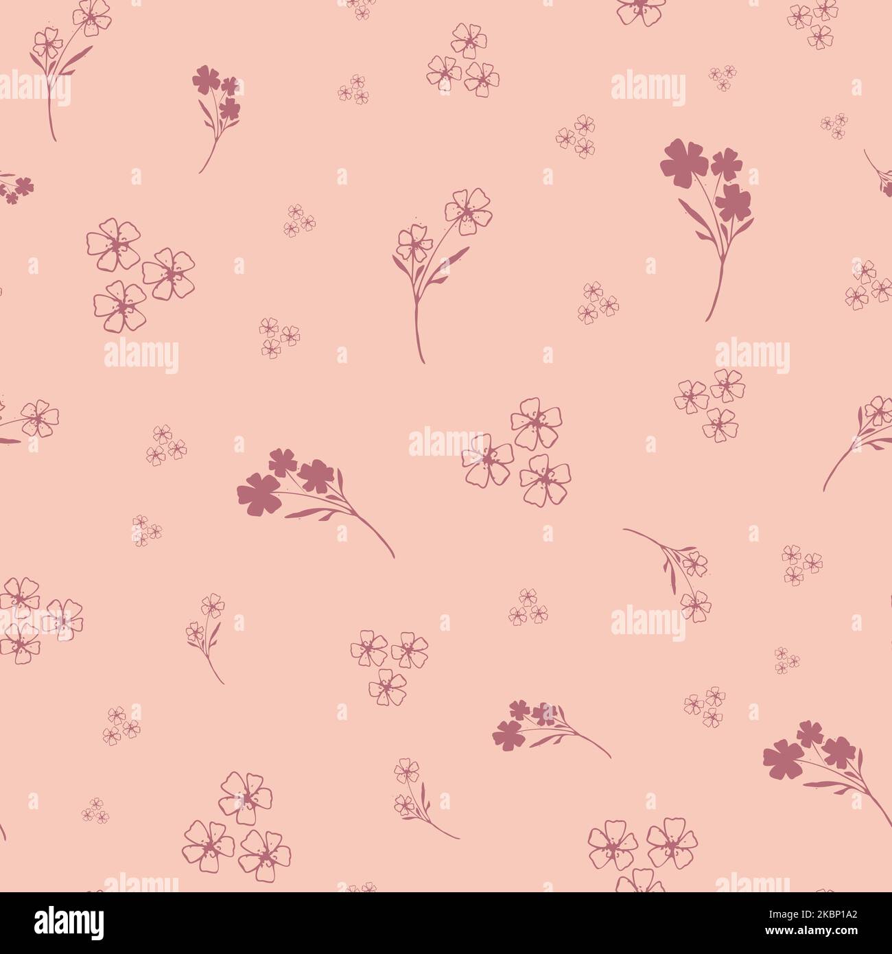 Wild meadow flower seamless vector pattern background. Scattered yellow ...