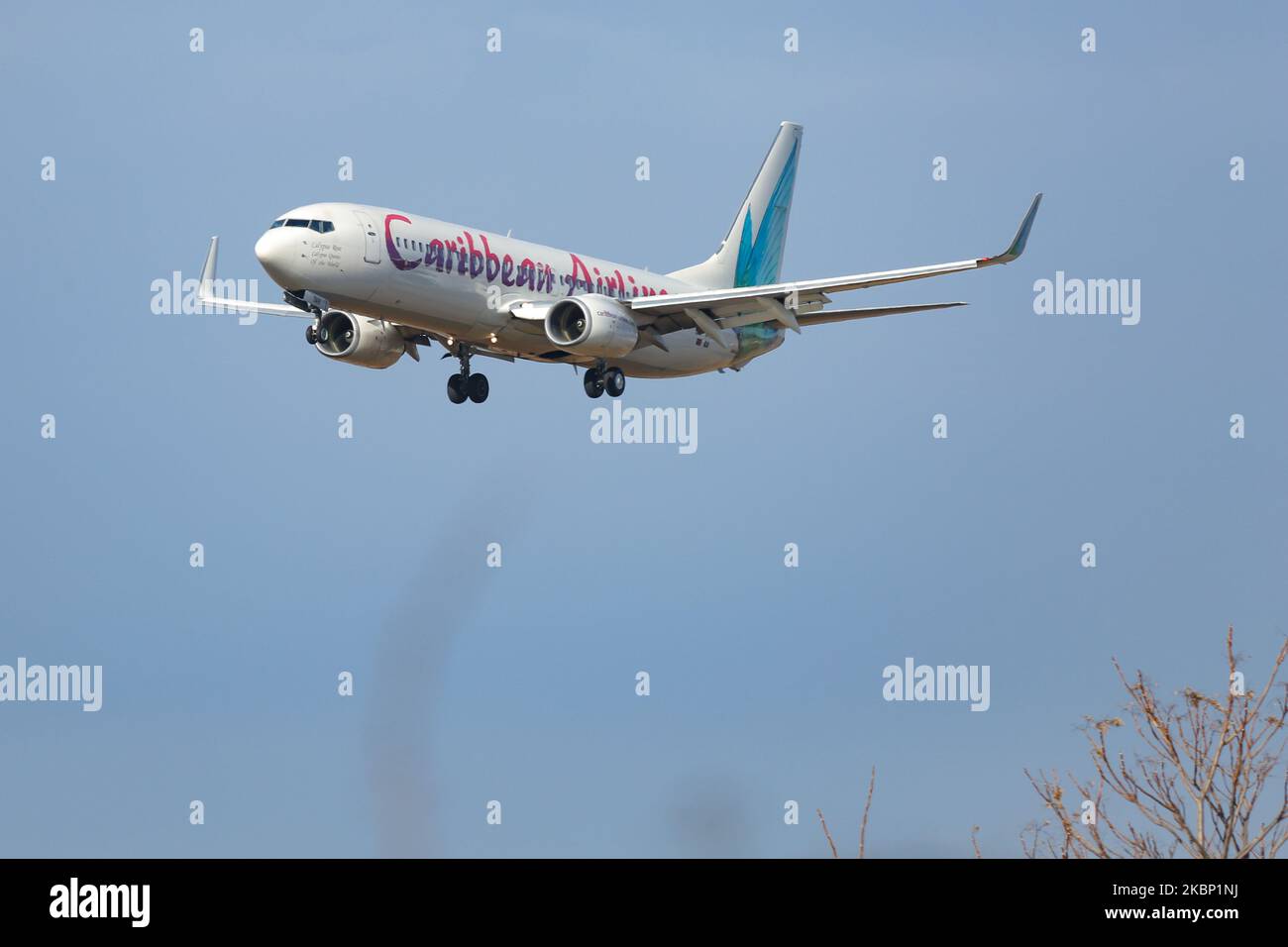 Caribbean Airlines Boeing 737800 commercial aircraft as seen on final
