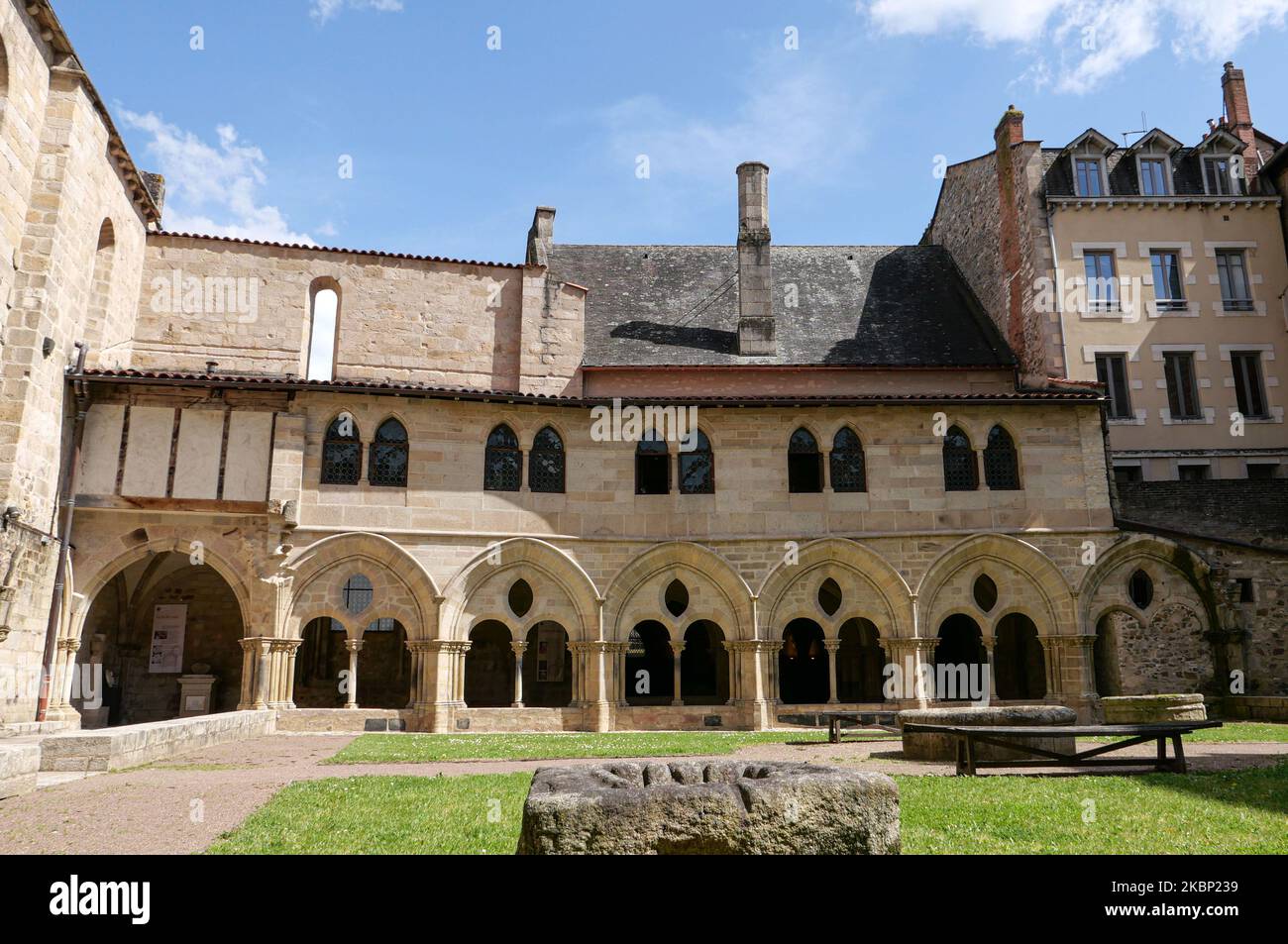 Tulle (central southern France): the cloister of the Notre Dame Cathedral, mainly built in the 13th century, houses the Museum of regional Arts and Po Stock Photo
