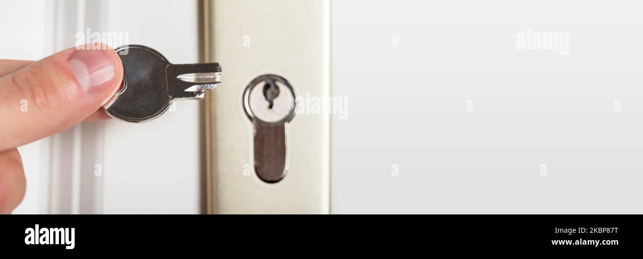 Broken Key And Damaged Lock. Locker Door Security Stock Photo