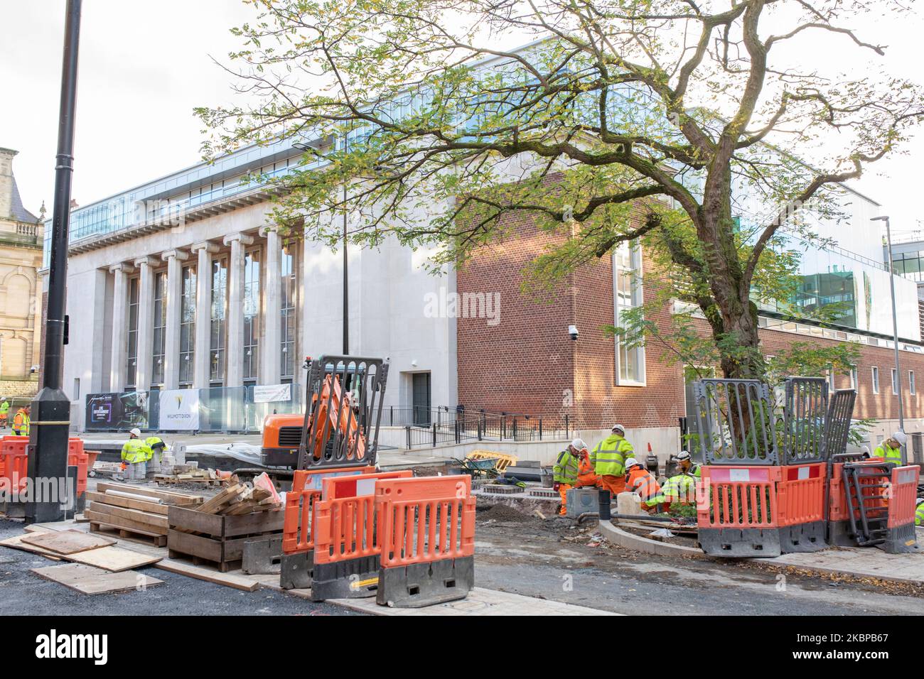 The Halls, The Wolverhampton Civic Hall and Wulfrun Hall during building work Stock Photo