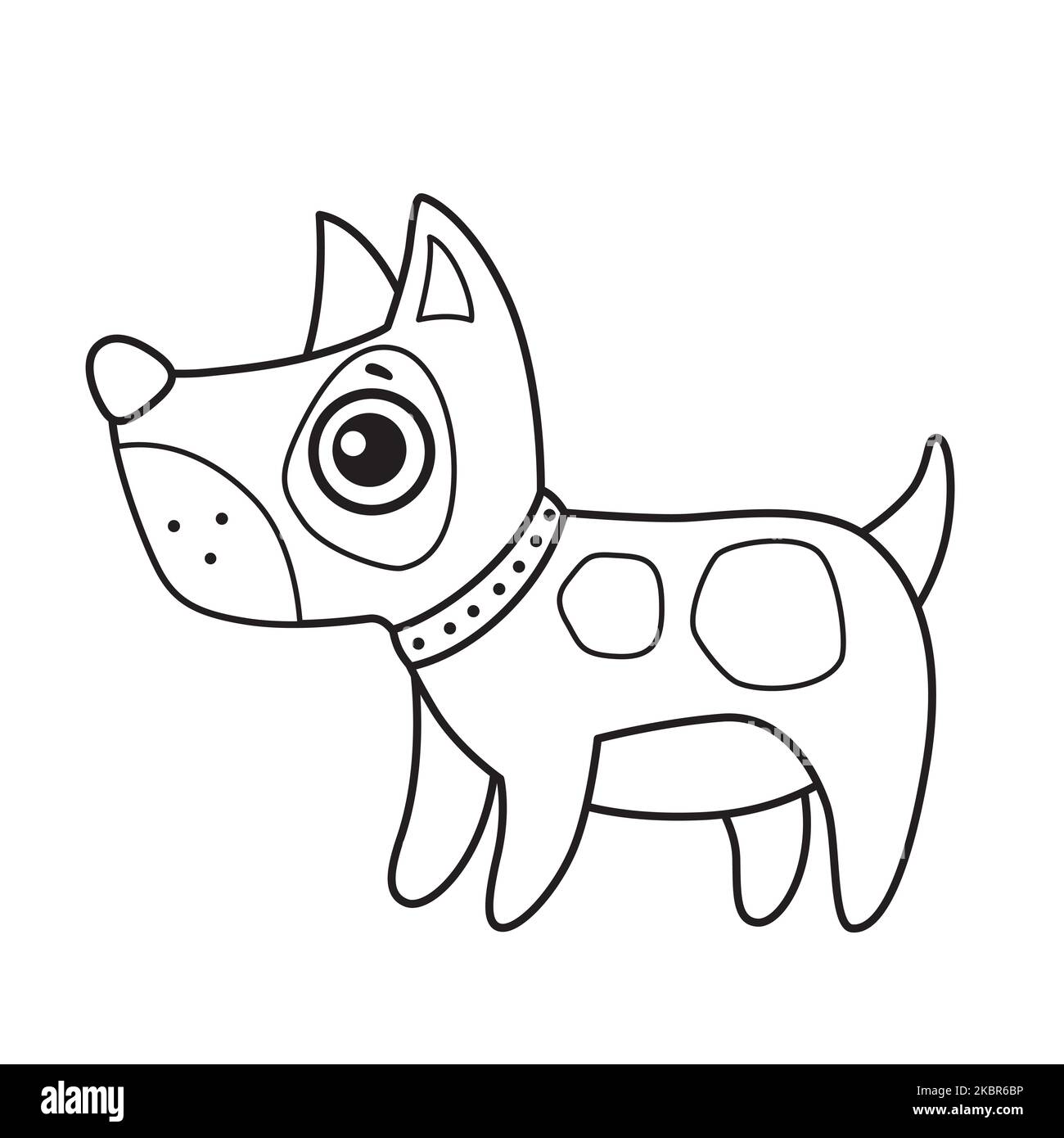 Vector coloring book illustration. Cute dog in cartoon style Stock ...