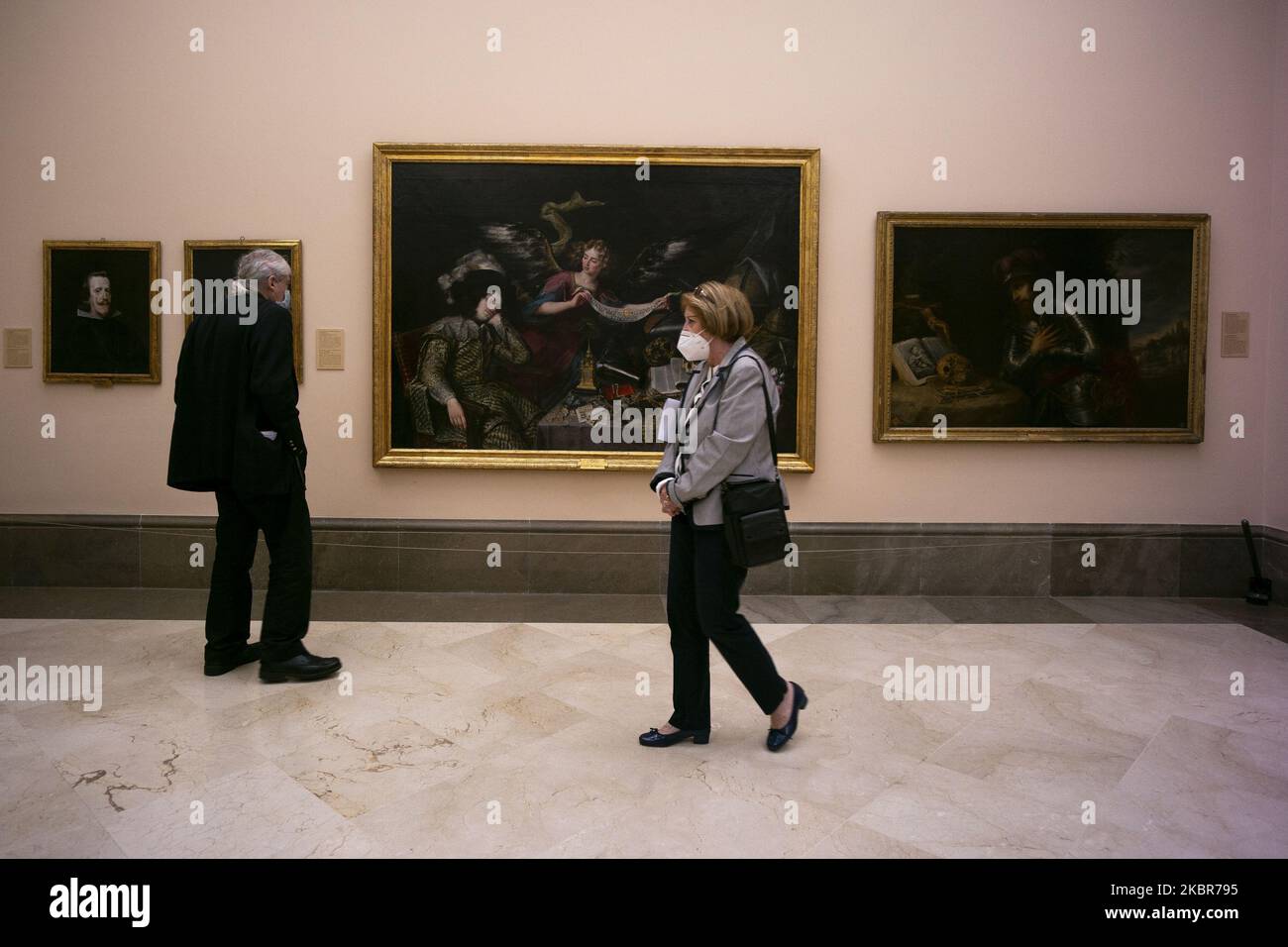 (EDITORIAL NEWS USE ONLY - STRICTLY NO COMMERCIAL OR MERCHANDISING USAGE) People during the partial reopening of the Bellas Artes de San Fernando Museum after its closure in March due to the Covid-19 pandemic, June 15, 2020 in Madrid, Spain. Spain has largely ended the lockdown it imposed to curb the spread of Covid-19, which caused the death of more than 27,000 people across the country. This week all regions are on Phase Two or Three, one month after all of Spain started on Phase zero on May 4, 2020. (Photo by Oscar Gonzalez/NurPhoto) Stock Photo