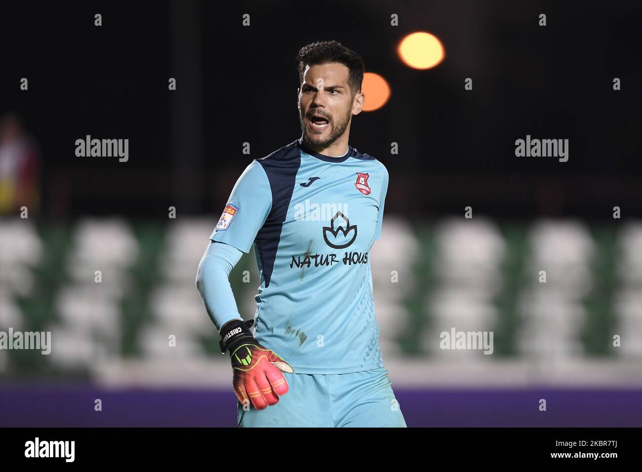 Cristiano Pereira Figueiredo goalkeeper of FC Hermannstadt reacts during  the match between Sepsi OSK v FC Hermannstadt Sibiu, for the Romania First  League, in Sfantu-Gheorghe, Romania, on June 13, 2020. (Photo by