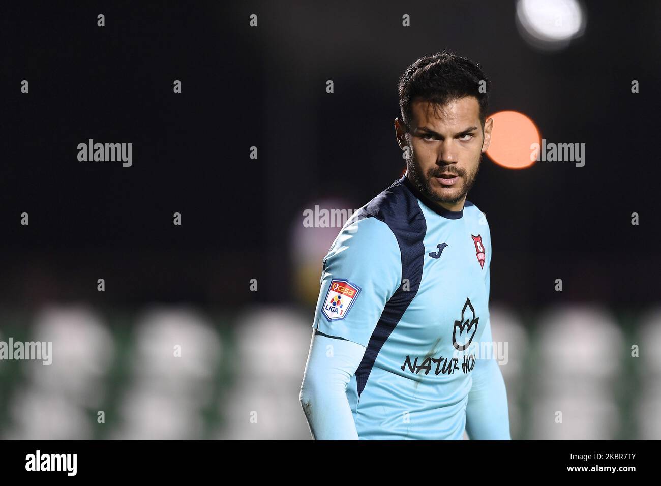 Cristiano Pereira Figueiredo goalkeeper of FC Hermannstadt reacts during  the match between Sepsi OSK v FC Hermannstadt Sibiu, for the Romania First  League, in Sfantu-Gheorghe, Romania, on June 13, 2020. (Photo by