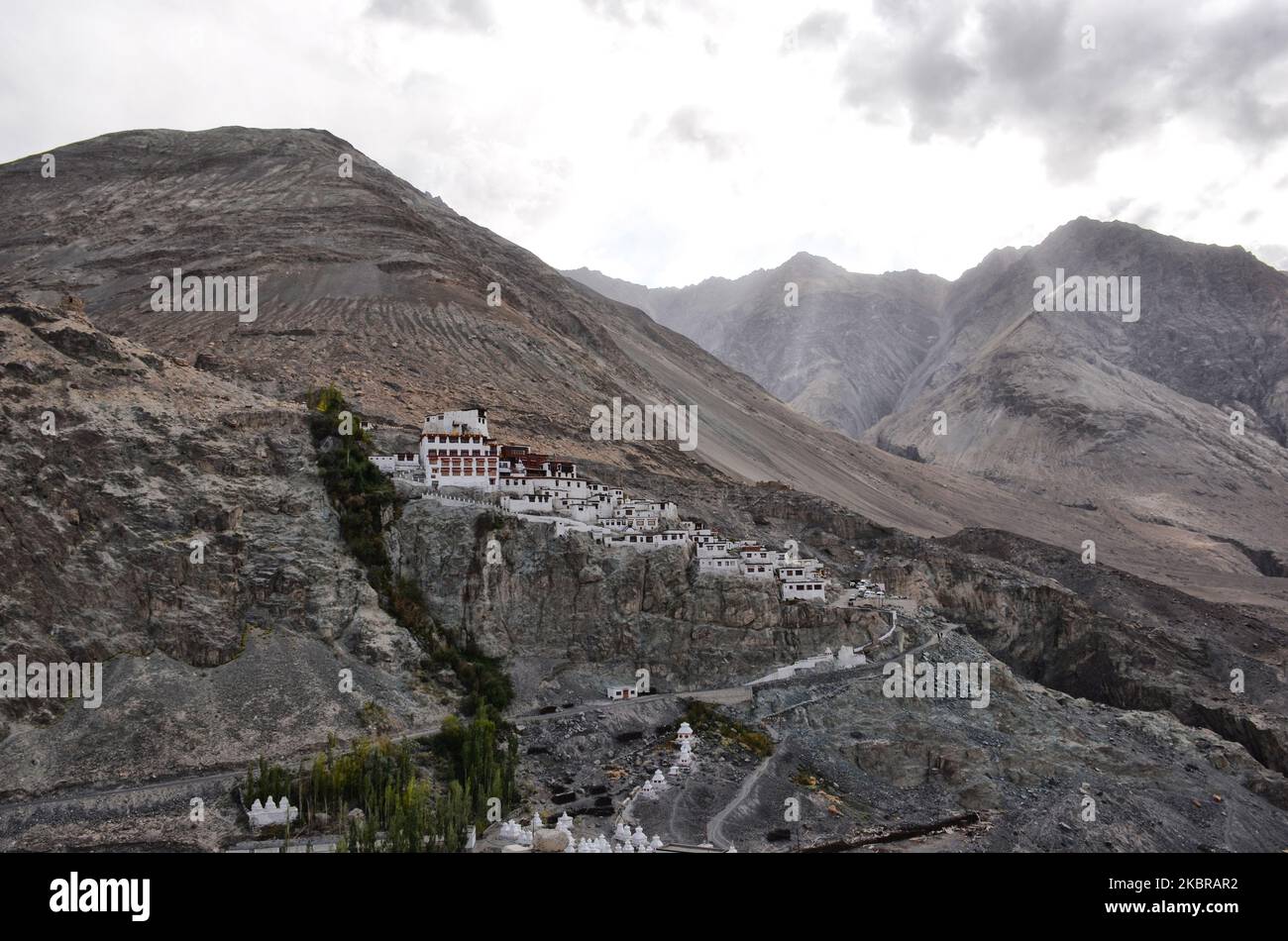 A panormic view of Pangong Lake in Ladakh Valley on June 18, 2020. The worst faceoff between India and China in the disputed terriory have left 20 Indian Army troopers dead in a clash with Chinese troops in the Galwan Valley on Monday, this is considered as the the biggest military confrontation in over five decades. (Photo by Muzamil Mattoo/NurPhoto) Stock Photo