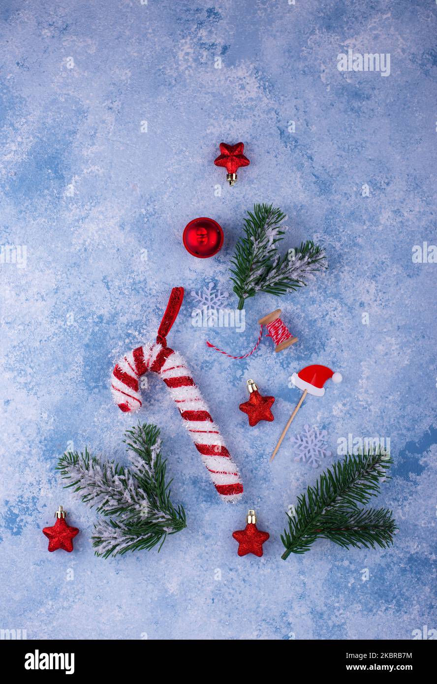 Christmas and New Year background on blue Stock Photo - Alamy
