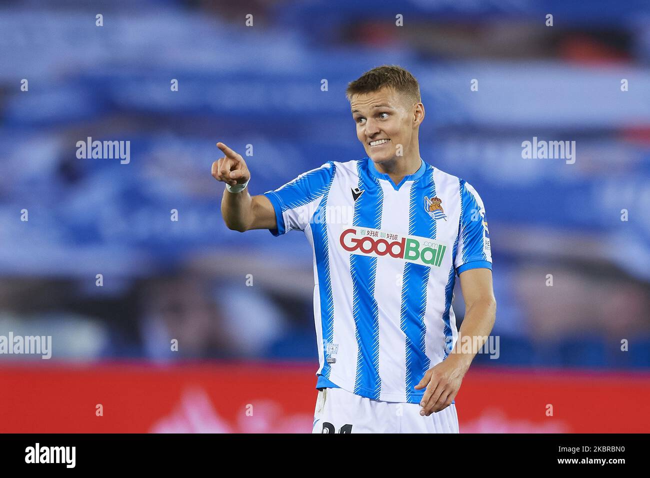 Martin Odegaard of Real Sociedad reacts during the Liga match