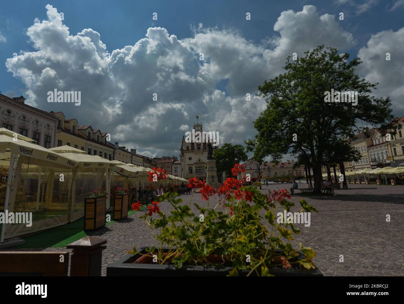 A general view of Rzeszow's Main Market Square. On Friday, June 19, 2020, in Rzeszow, Podkarpackie Voivodeship, Poland. (Photo by Artur Widak/NurPhoto) Stock Photo