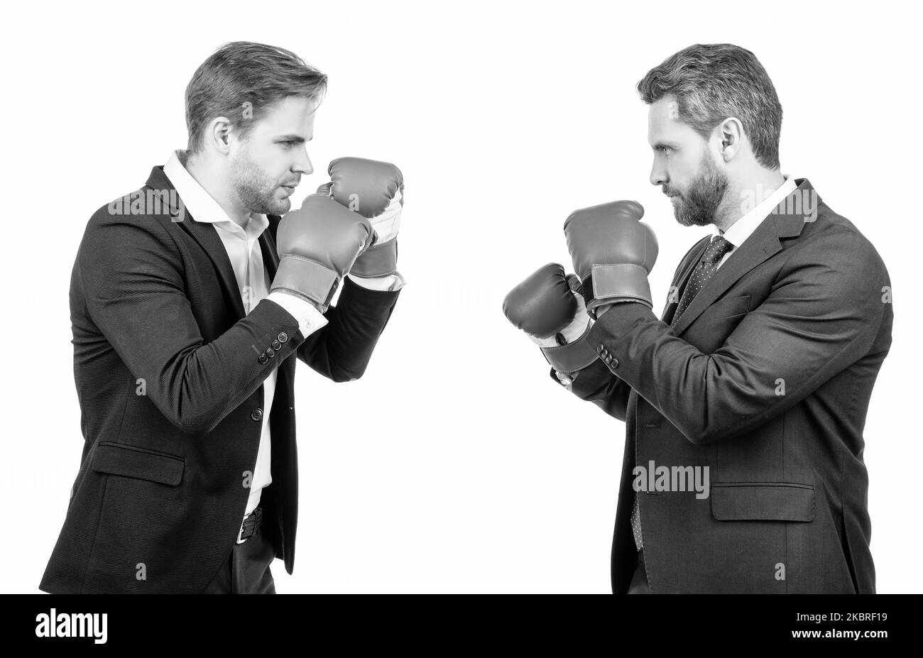 relentless struggle and success. confident men ready for corporate battle. business knockout. Stock Photo