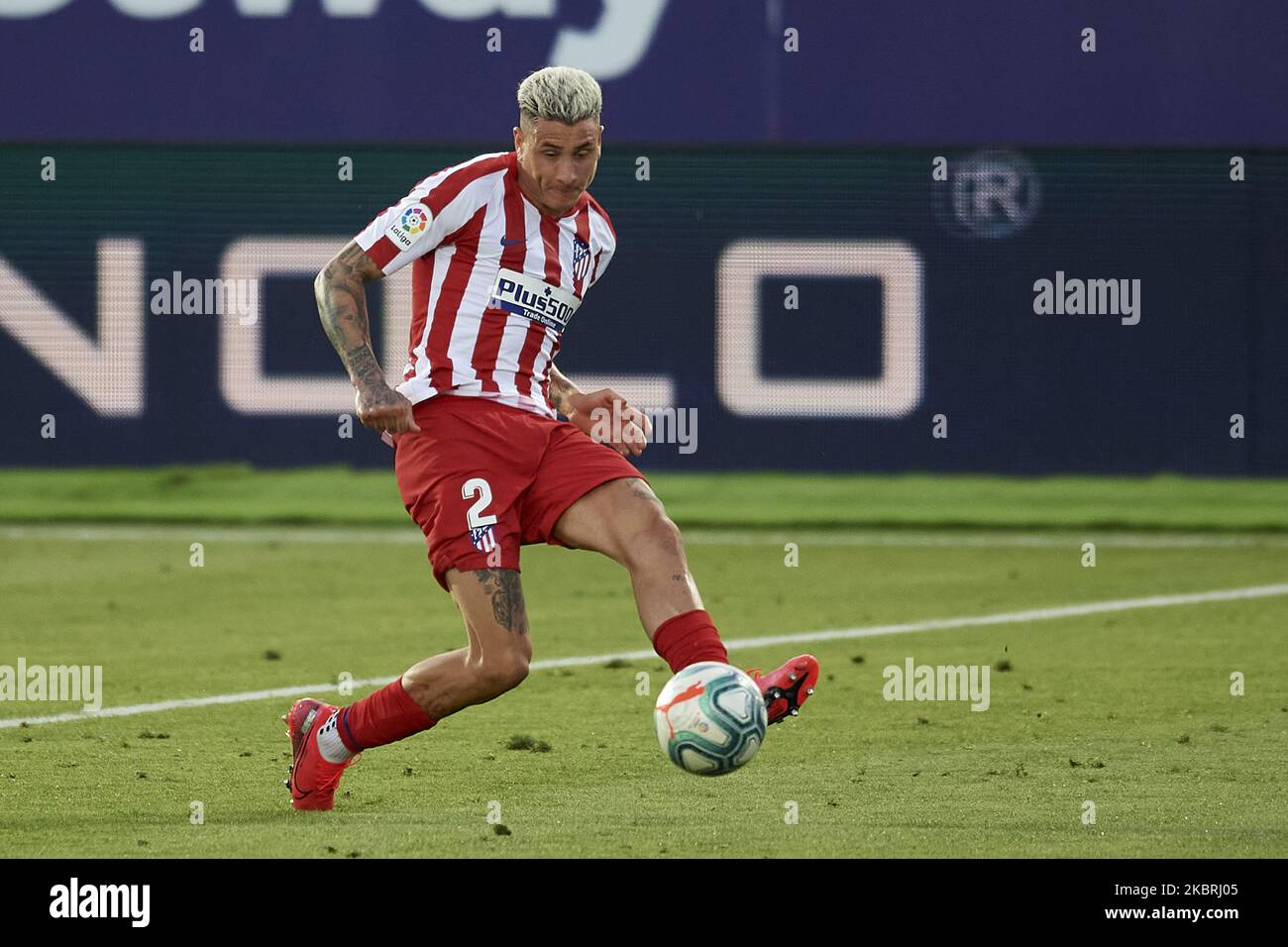Jose Maria Gimenez of Atletico Madrid does passed during the Liga match between Levante UD and Club Atletico de Madrid at at Estadio Camilo Cano on June 24, 2020 in La Nucia, Spain. (Photo by Jose Breton/Pics Action/NurPhoto) Stock Photo