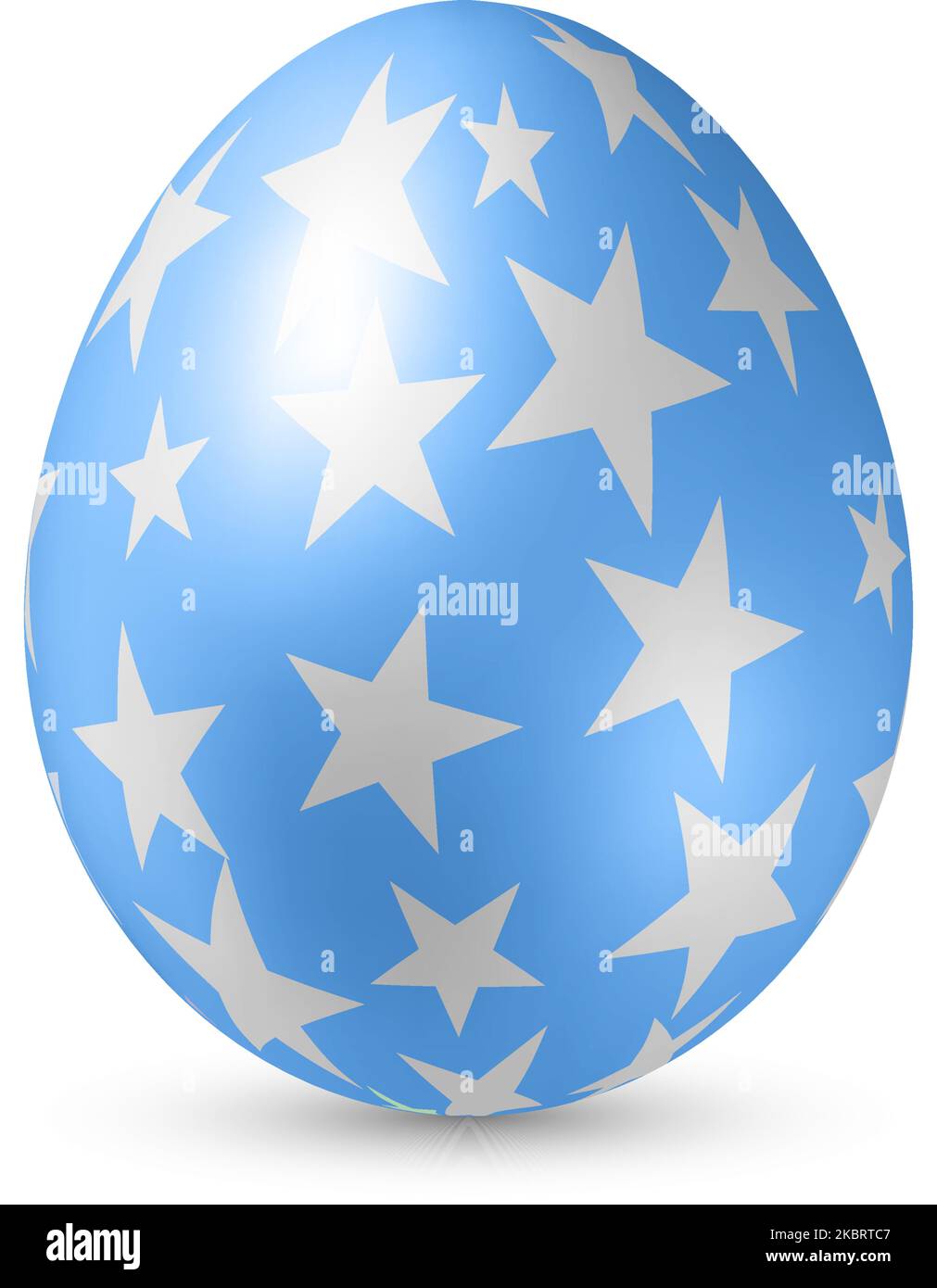 Blue Egg with White Stars - Standing Vertically on White Background ...