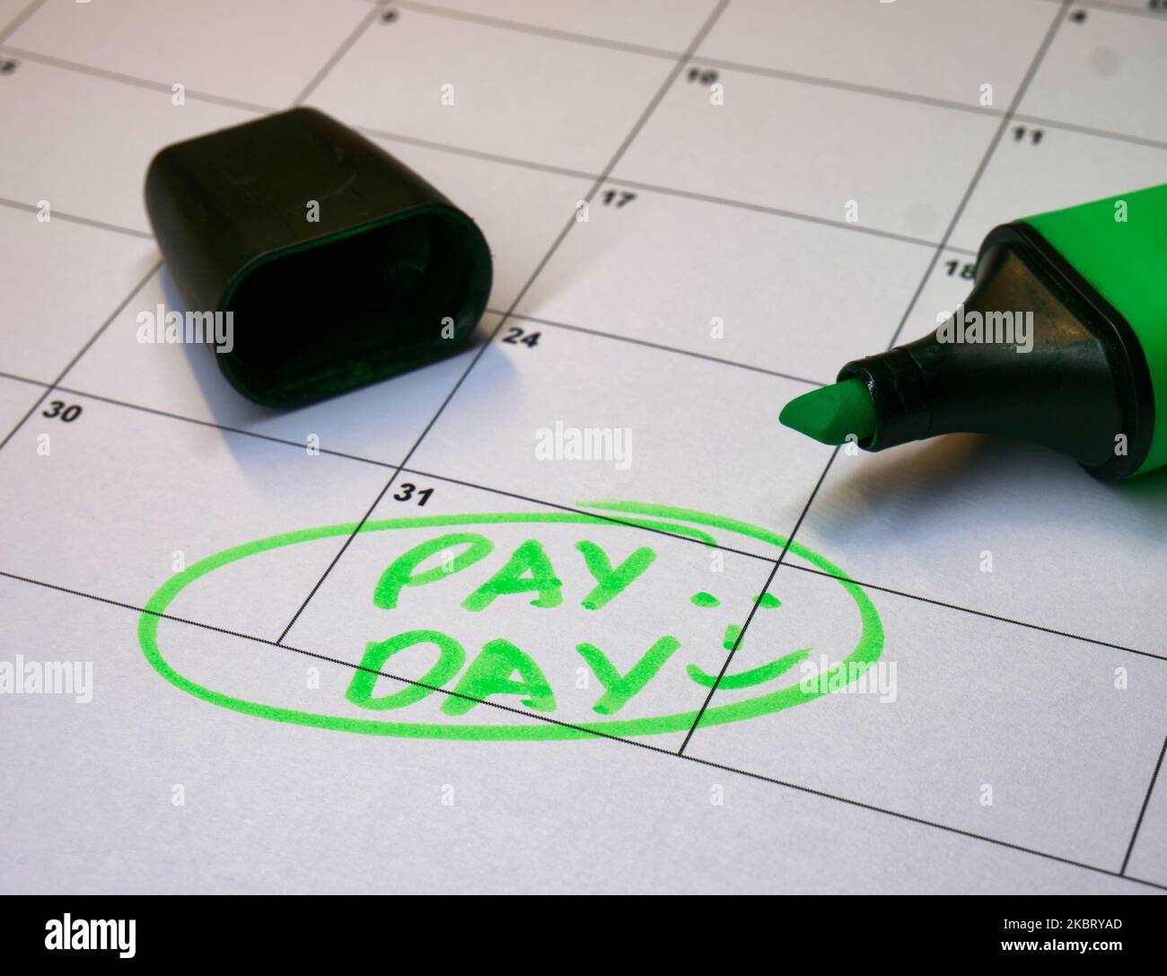 Calendar with marked day of the salary Stock Photo Alamy Calendar with marked day of the salary Stock Photo Alamy