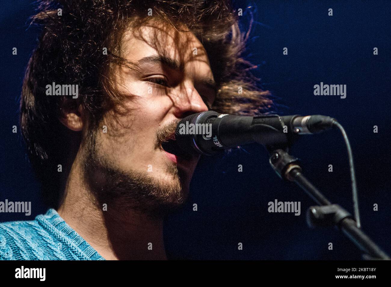 Clemens Rehbein of Milky Chance performs live at Carroponte in Milan, Italy, on July 30 2014 (Photo by Mairo Cinquetti/NurPhoto) Stock Photo