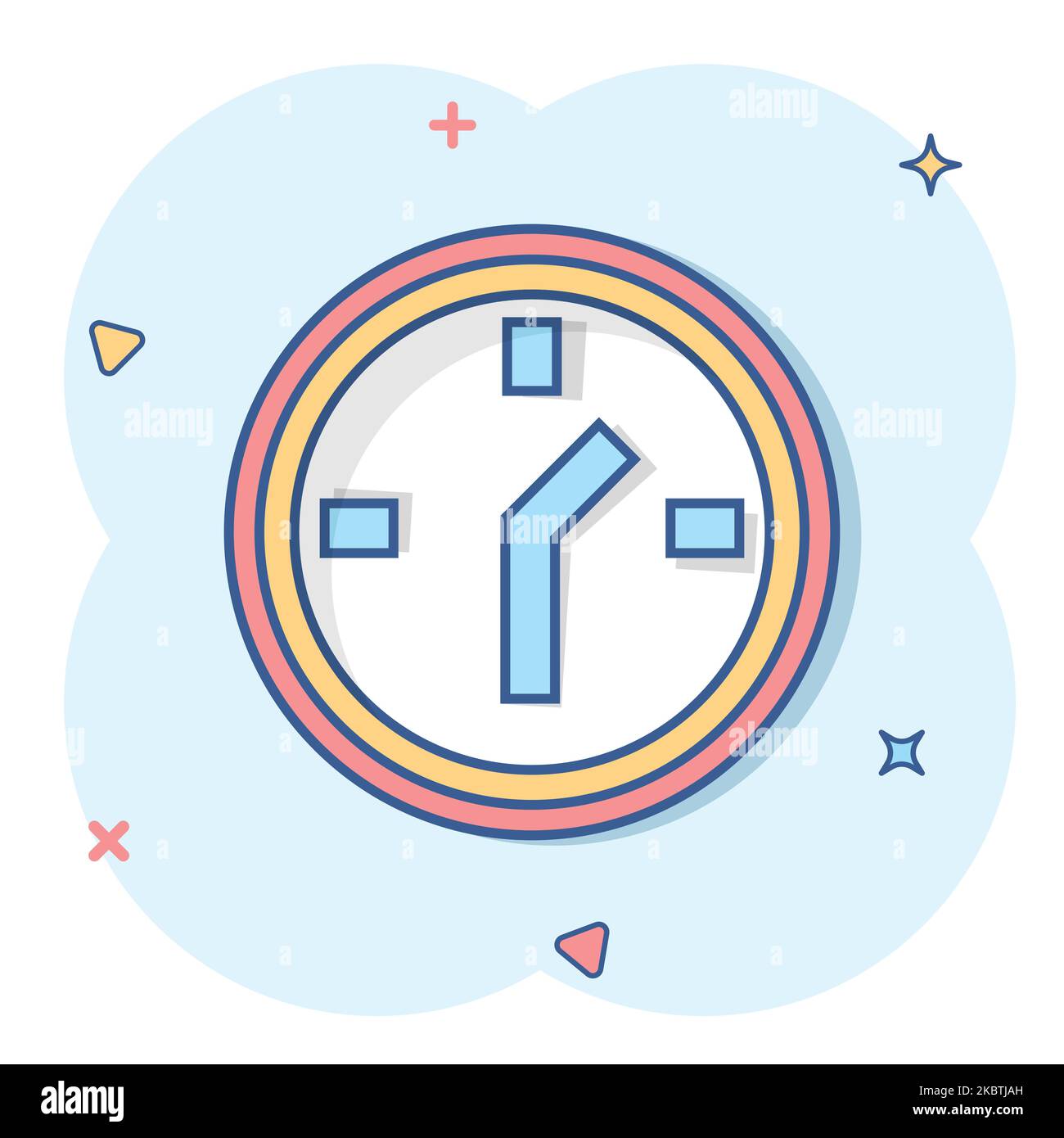 Clock icon in comic style. Watch cartoon vector illustration on white ...