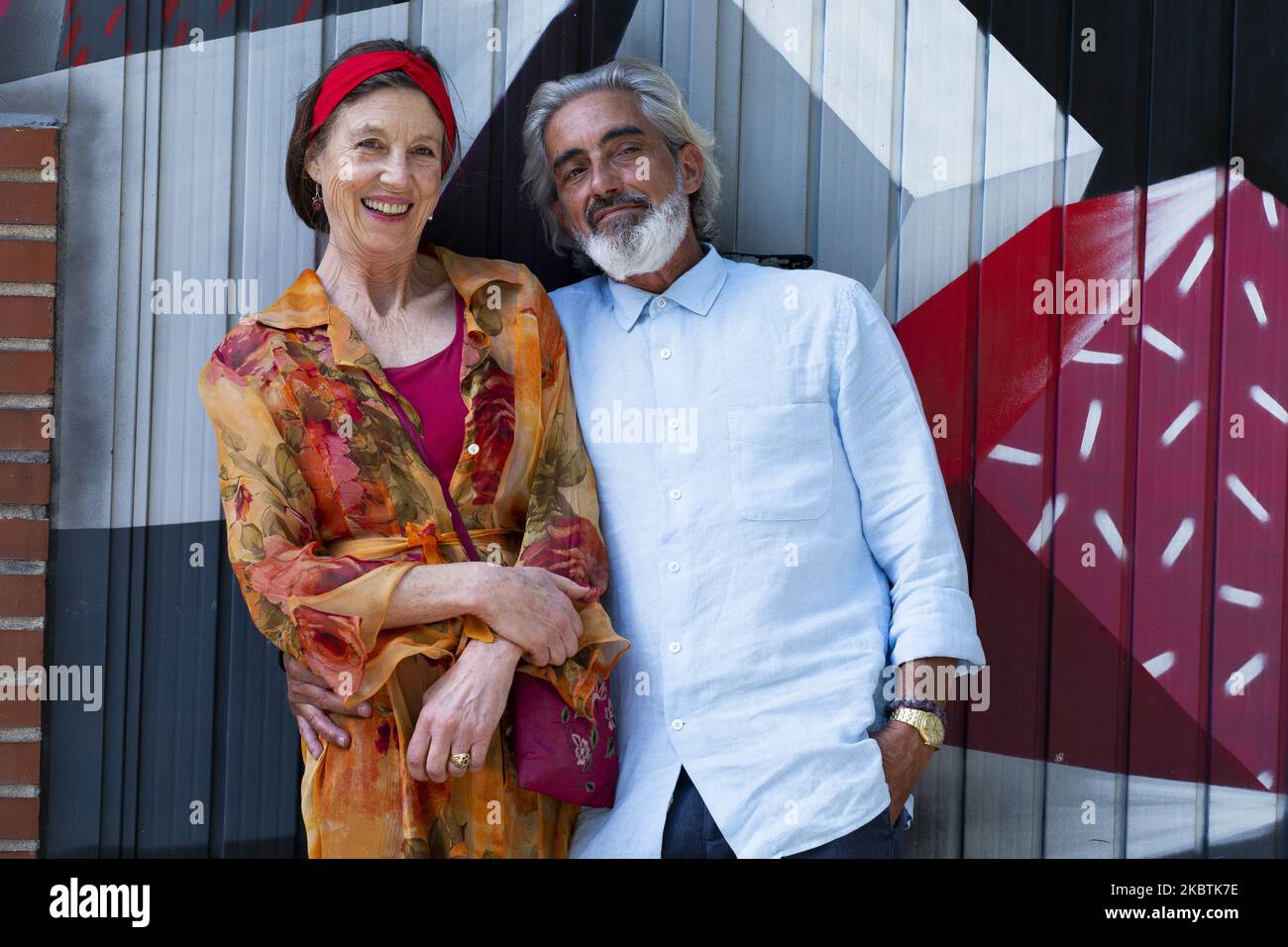 Katrin Olafsdottir and Micky Molina poses during the portrait session in Madrid, Spain, on July 14, 2020. (Photo by Oscar Gonzalez/NurPhoto) Stock Photo