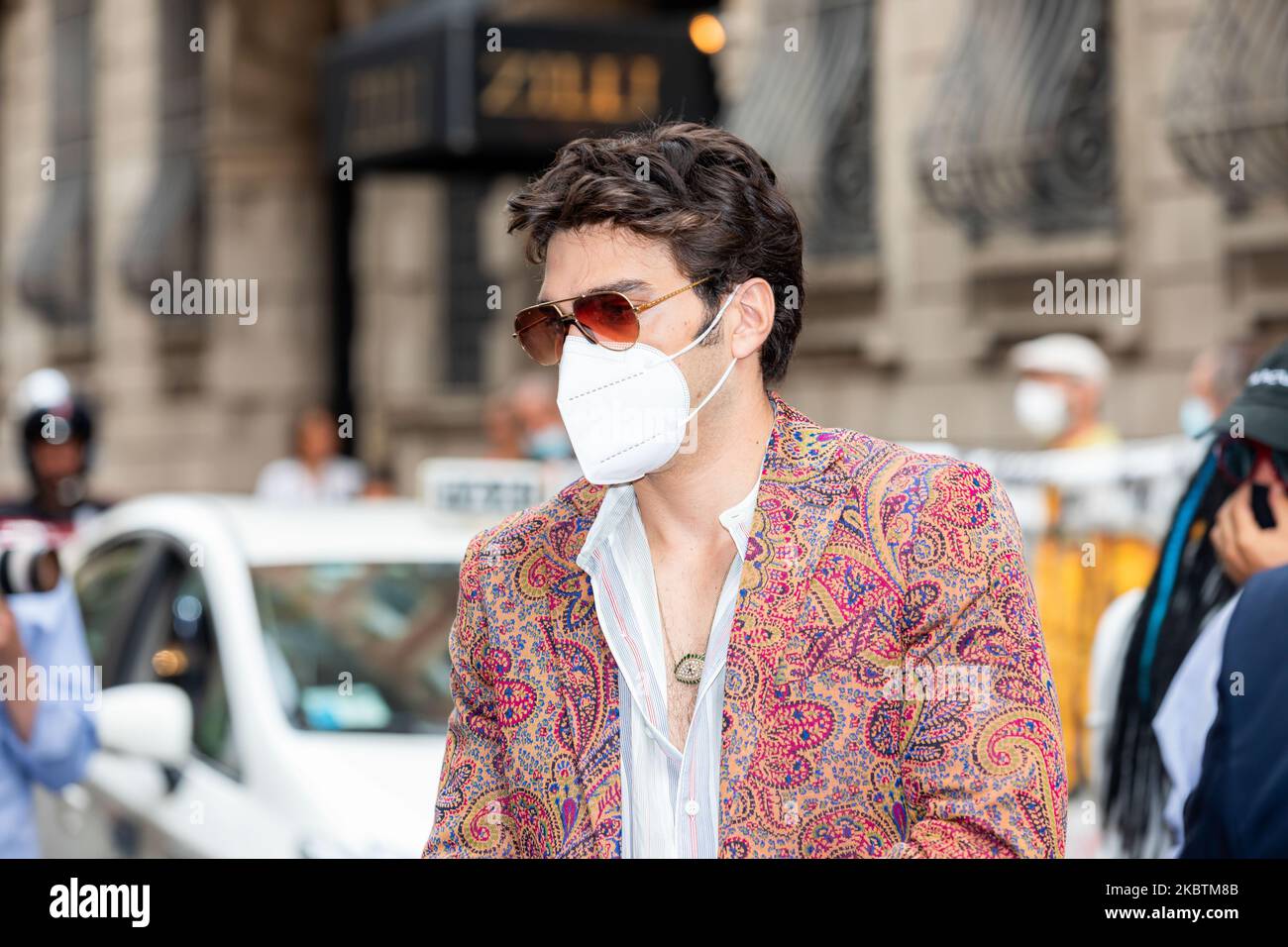 Giuseppe Maggio attends the Etro fashion show during Milan Digital Fashion Week on July 15, 2020 in Milan, Italy. (Photo by Alessandro Bremec/NurPhoto) Stock Photo
