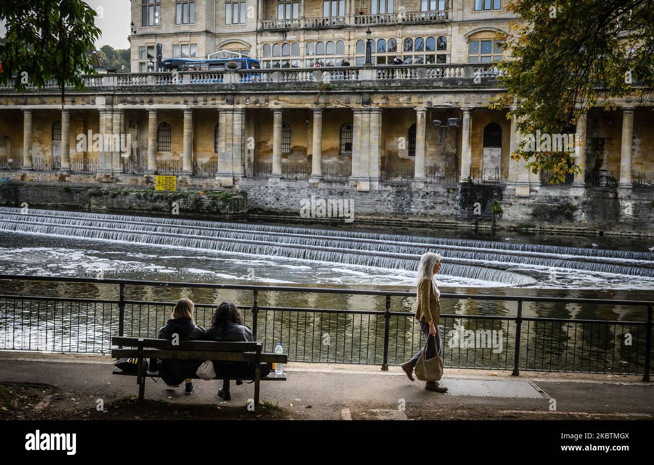 Images from the city of Bath, Somerset, England, United Kingdom. River Avon view. Picture by Paul Heyes, Tuesday/Wednesday October 11/12, 2022. Stock Photo