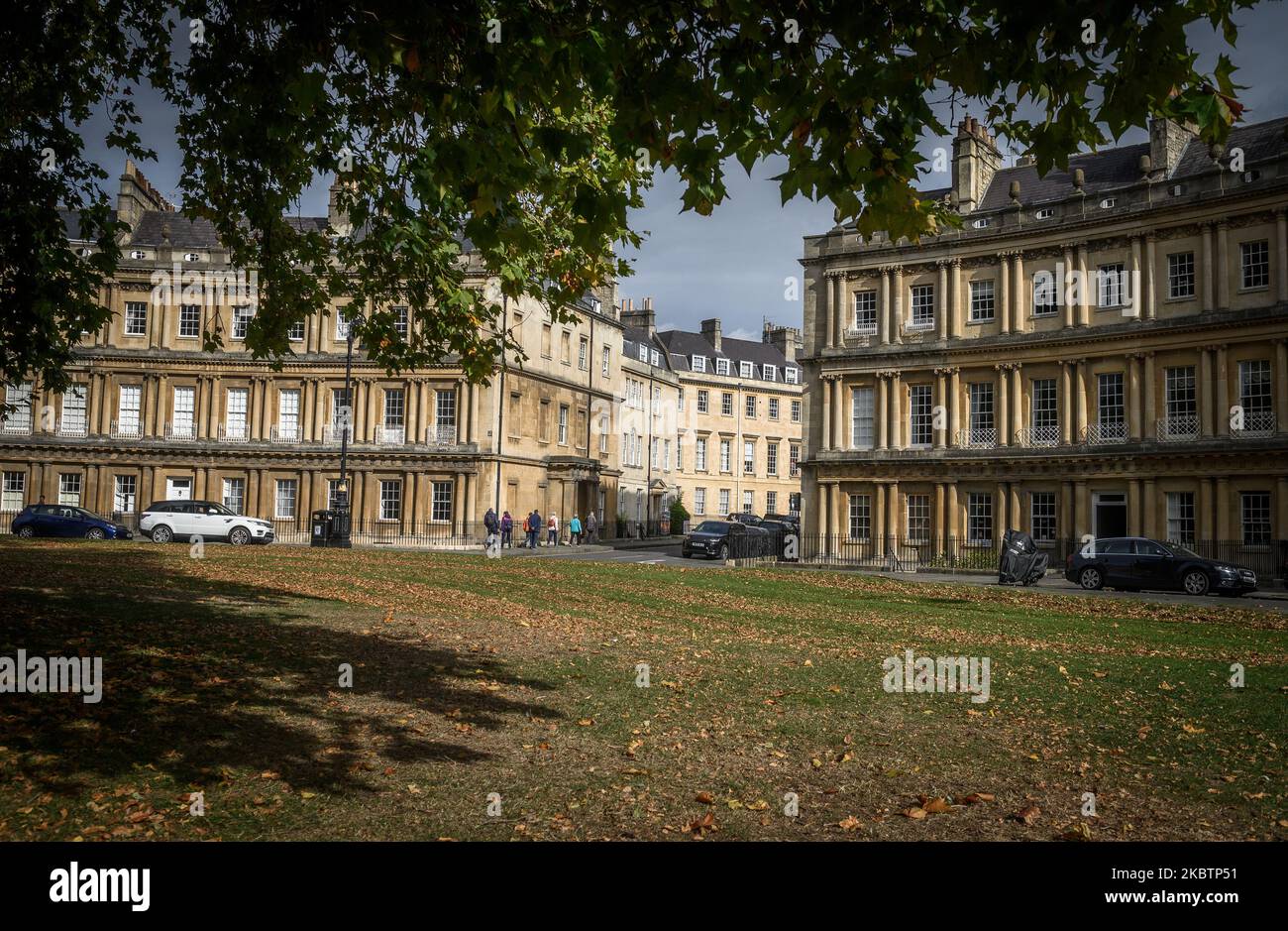 Images from the city of Bath, Somerset, England, United Kingdom. Houses on The Circus. Picture by Paul Heyes, Tuesday/Wednesday October 11/12, 2022. Stock Photo
