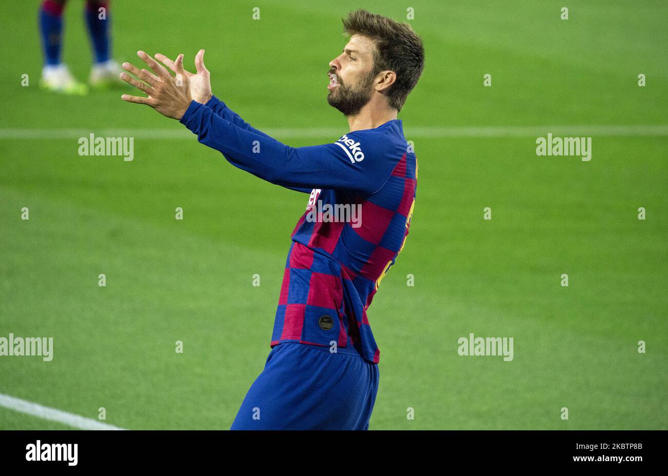 Gerard Pique during the match between FC Barcelona and Club Atletico Osasuna, corresponding to the week 37 of the Liga Santander, played at the Camp Nou Stadium on 16th July 2020, in Barcelona, Spain. -- (Photo by Urbanandsport/NurPhoto) Stock Photo