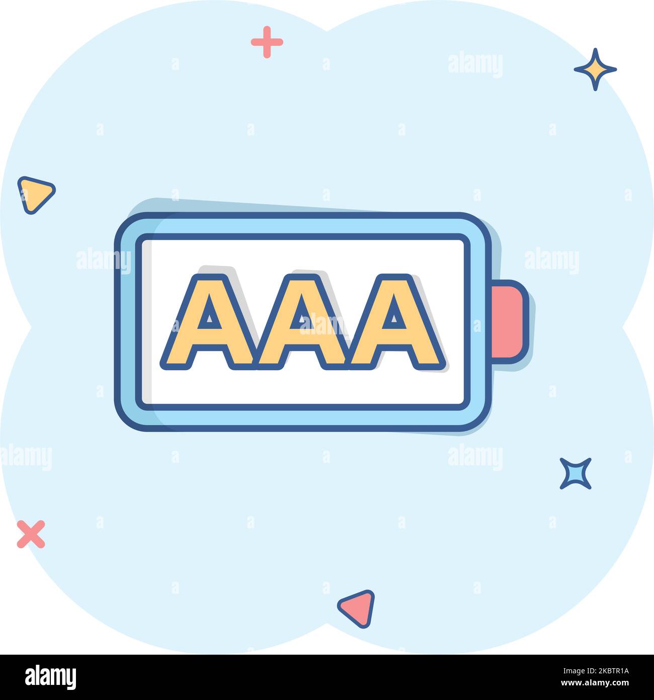 AAA battery icon in comic style. Power level cartoon vector