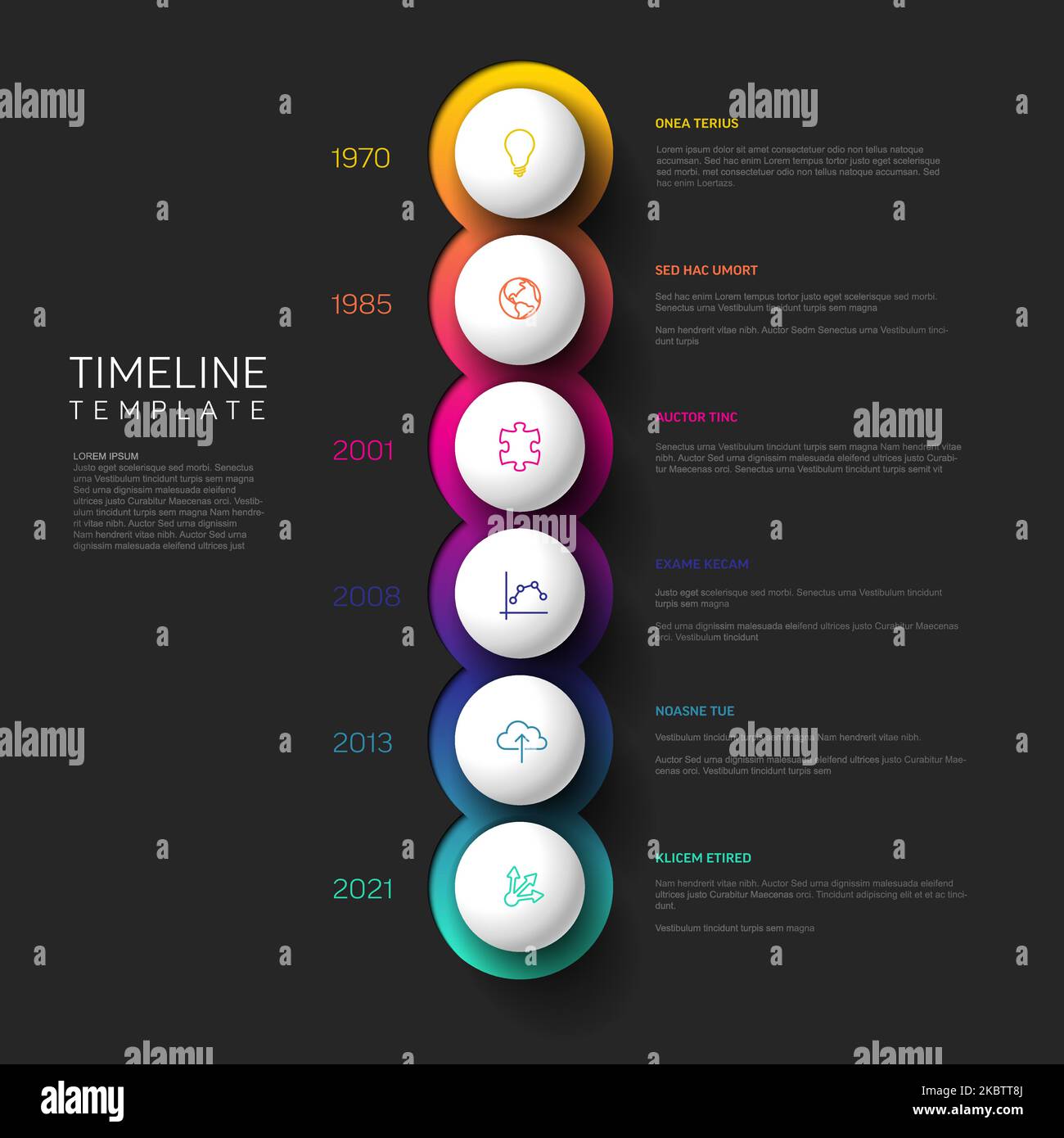 Vector dark vertical Infographic Company Milestones Timeline Template ...